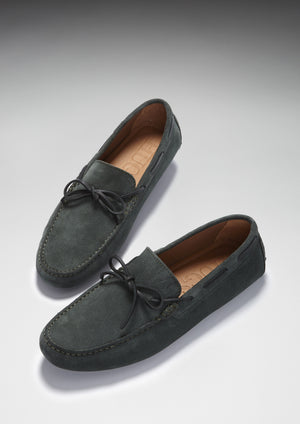 Laced Driving Loafers, racing green suede