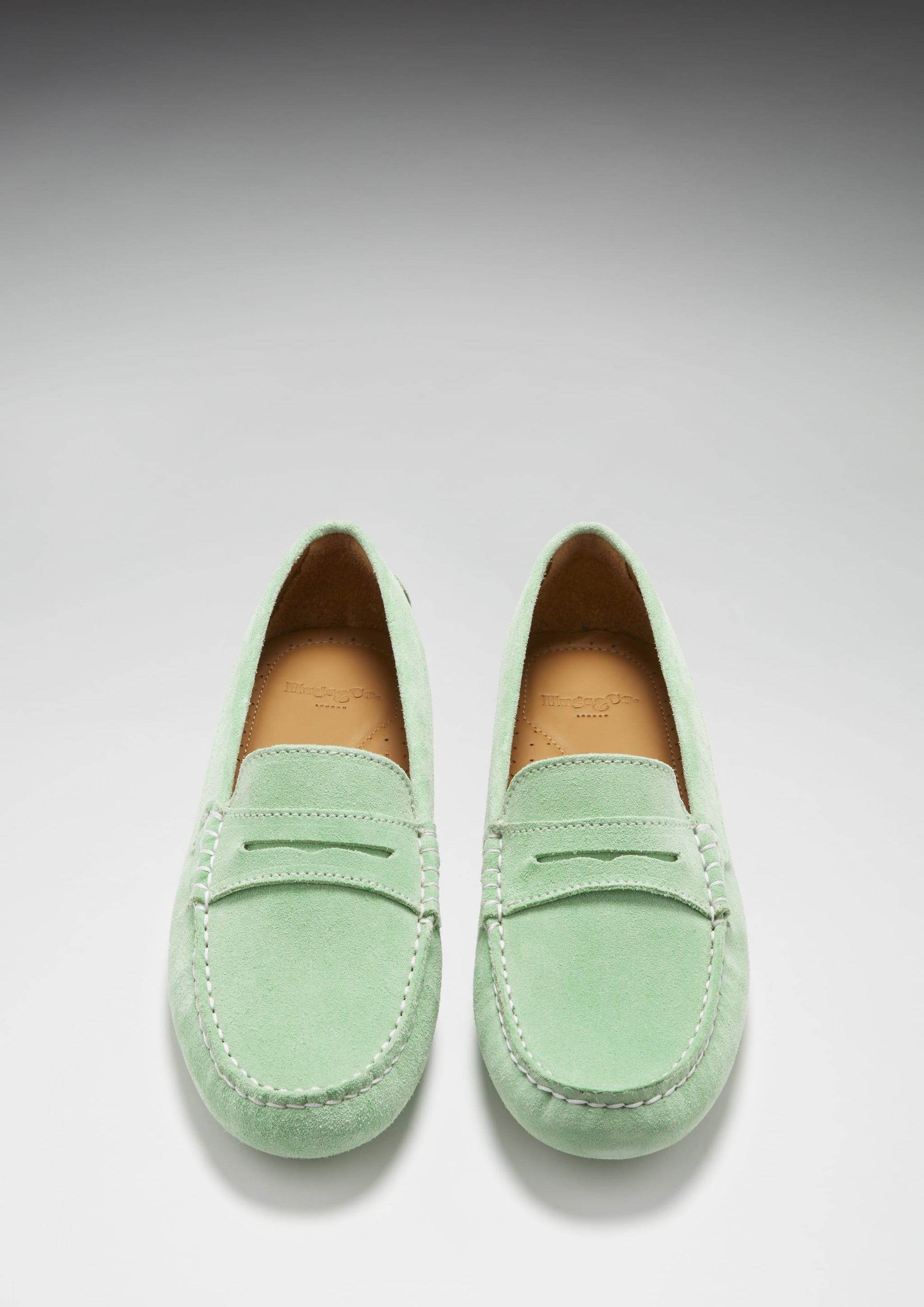 Mocassins Penny Driving femme, daim vert lagon