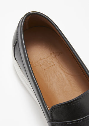 Mocassins Sneaker à enfiler, cuir noir
