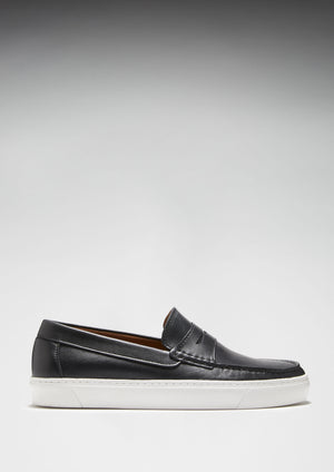 Mocassins Sneaker à enfiler, cuir noir
