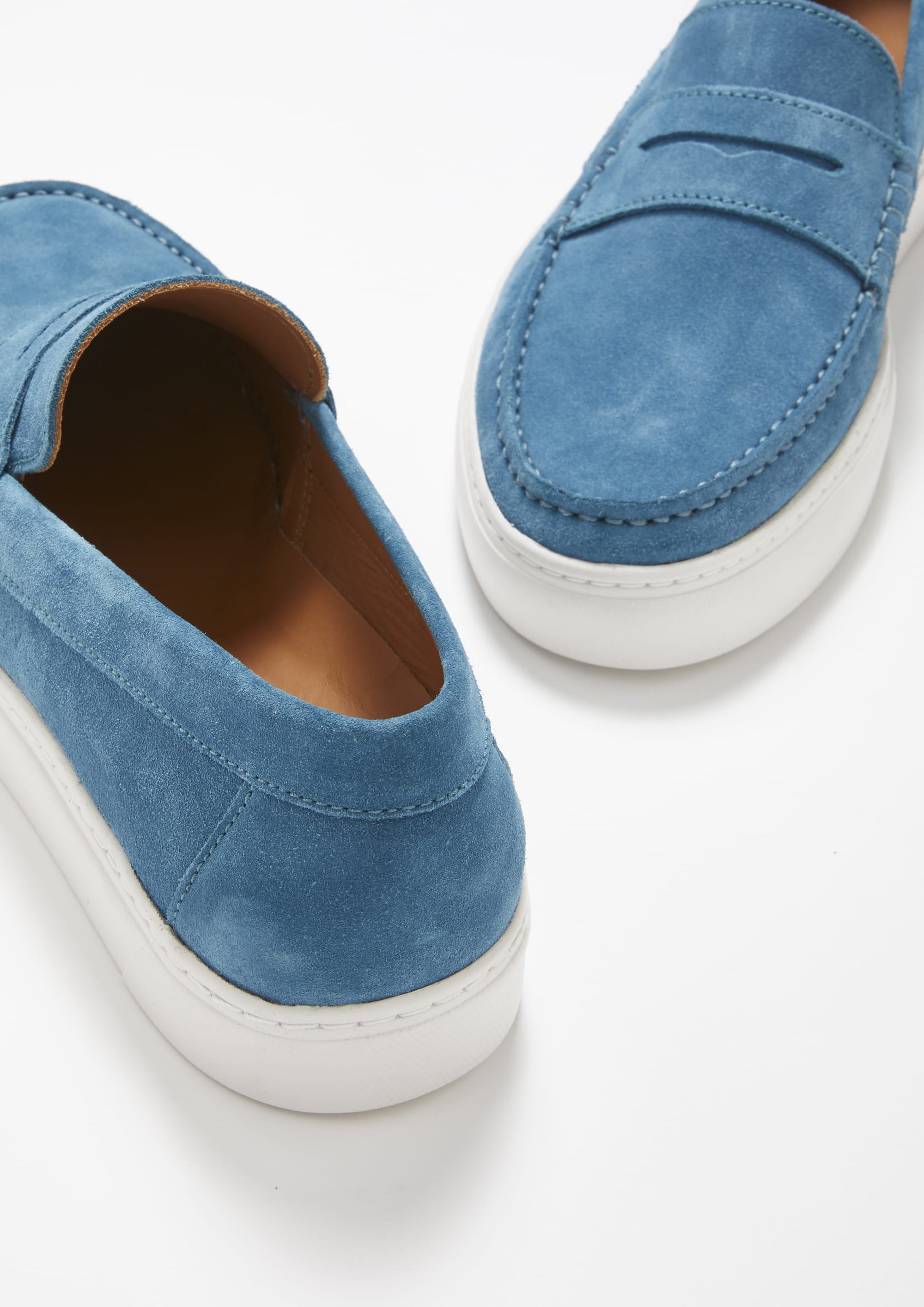 Sneaker-Loafer zum Hineinschlüpfen, petrolblaues Wildleder