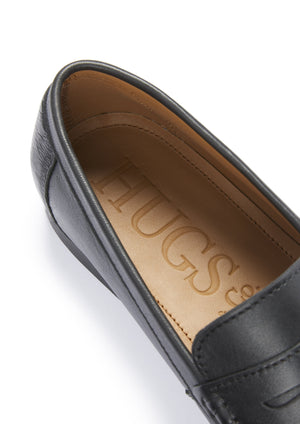 Insole, Boat Loafers, black leather, Hugs & Co.