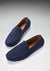 Tire Sole Driving Mocassins, daim bleu marine
