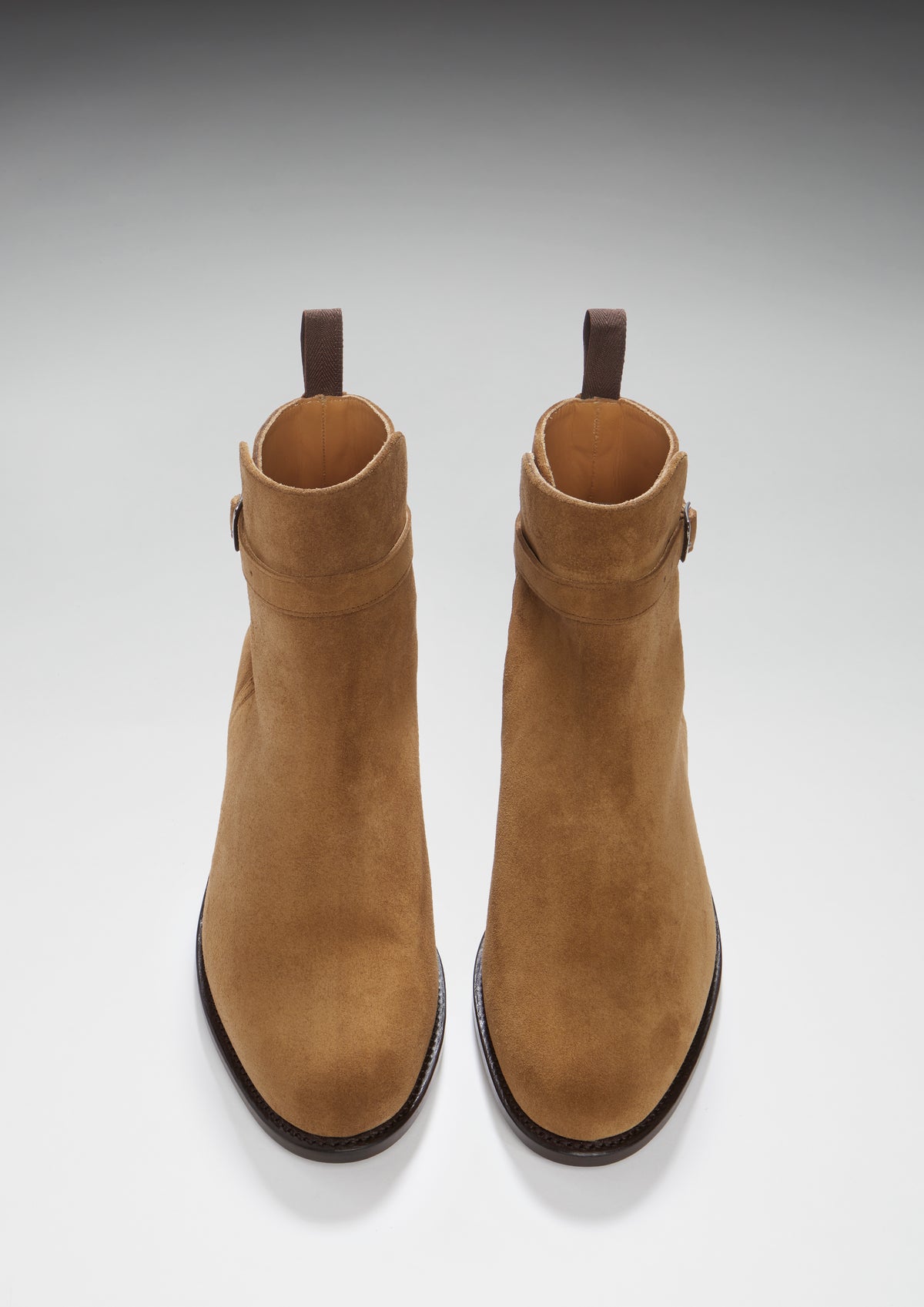 Tobacco Suede Jodhpur Boots, Welted Leather Sole