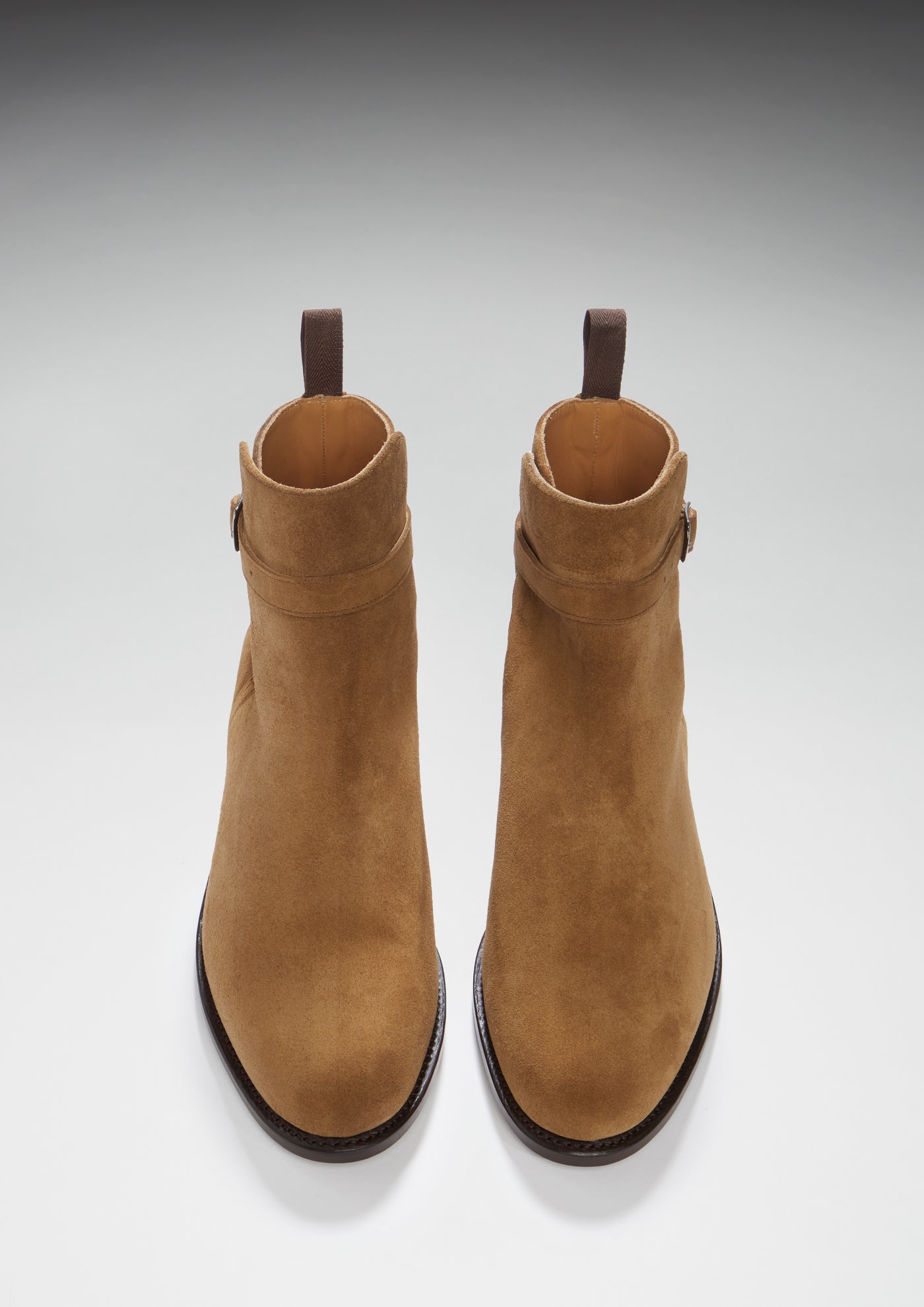 Tobacco Suede Jodhpur Boots, Welted Leather Sole - Hugs & Co.