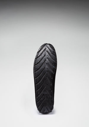 Mocassins de conduite à lacets avec semelle de pneu, daim noir