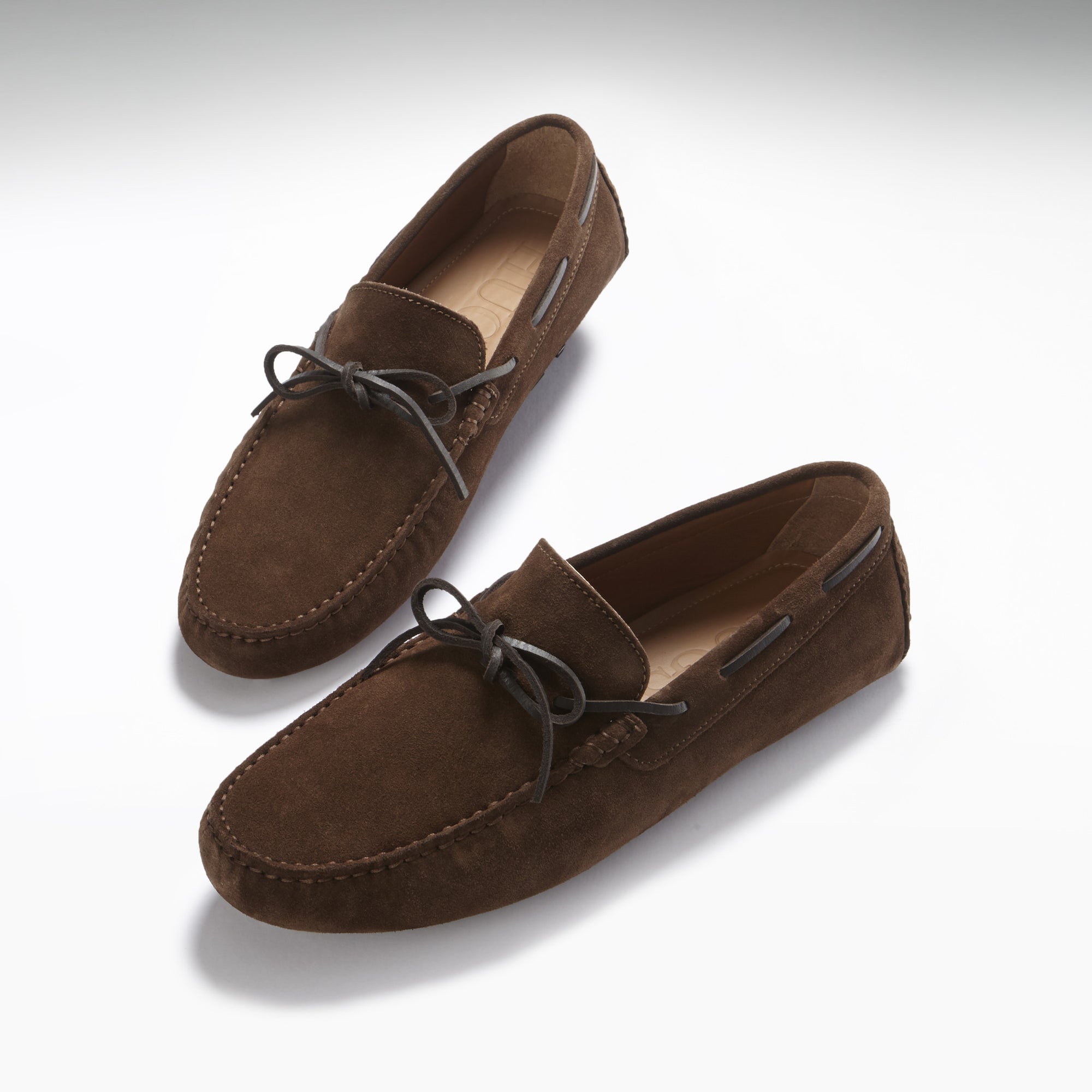 Laced Driving Loafers Brown Suede