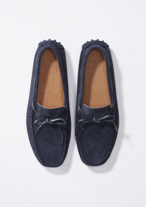Laced Driving Loafers Navy Suede From Above