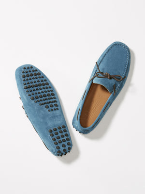 Laced Driving Loafers, petrol blue suede