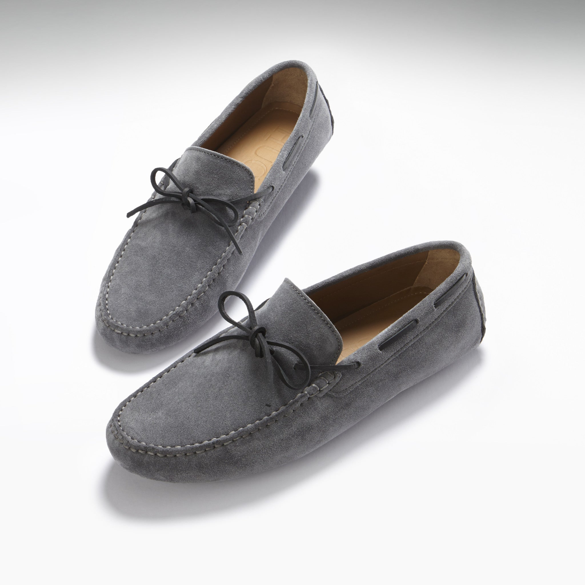 Laced Driving Loafers, slate grey suede - Hugs & Co. Laced Driving Loafers, slate grey suede - Hugs & Co.