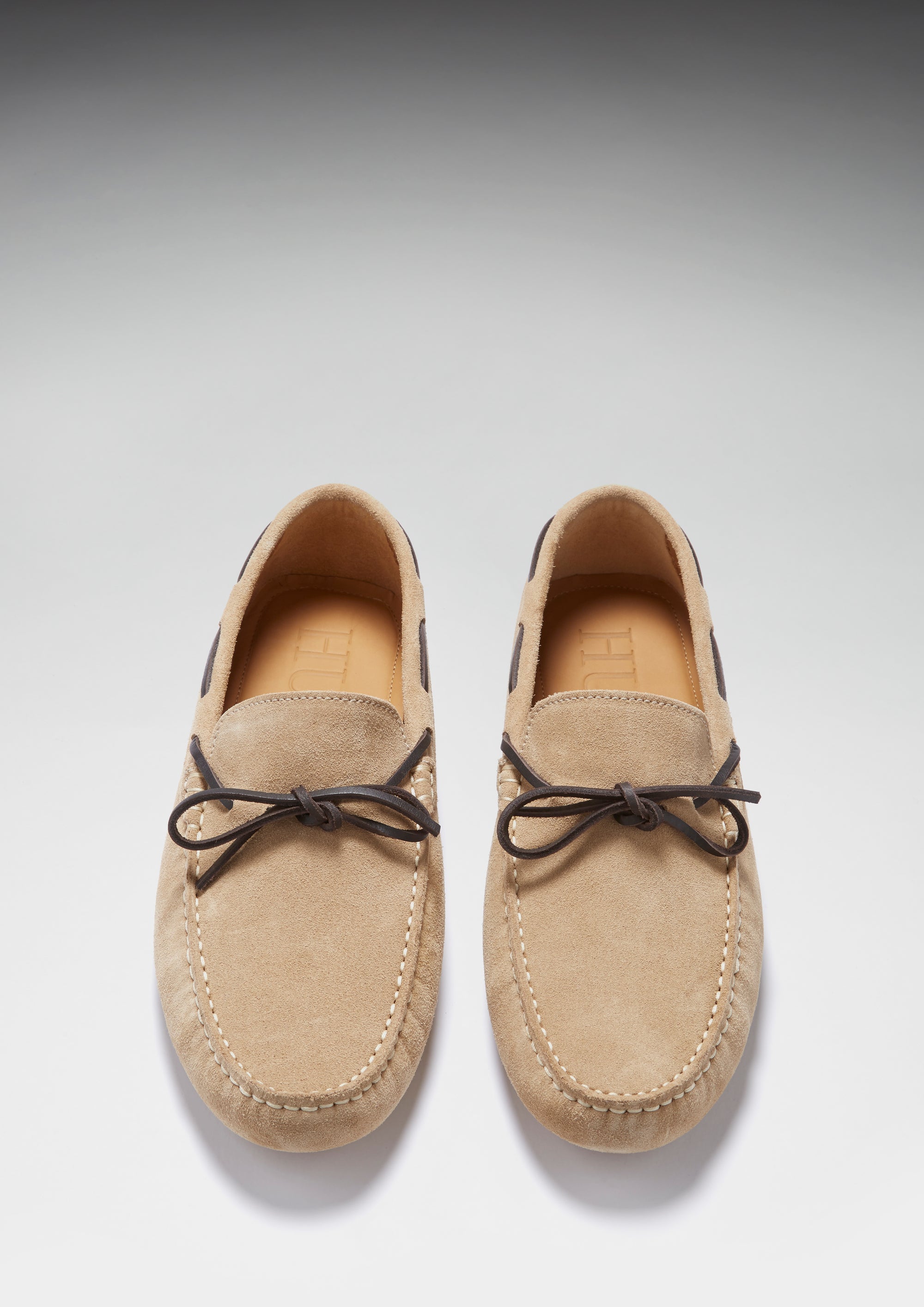 Laced Driving Loafers, taupe suede