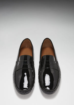 Penny Driving Loafers, black patent leather
