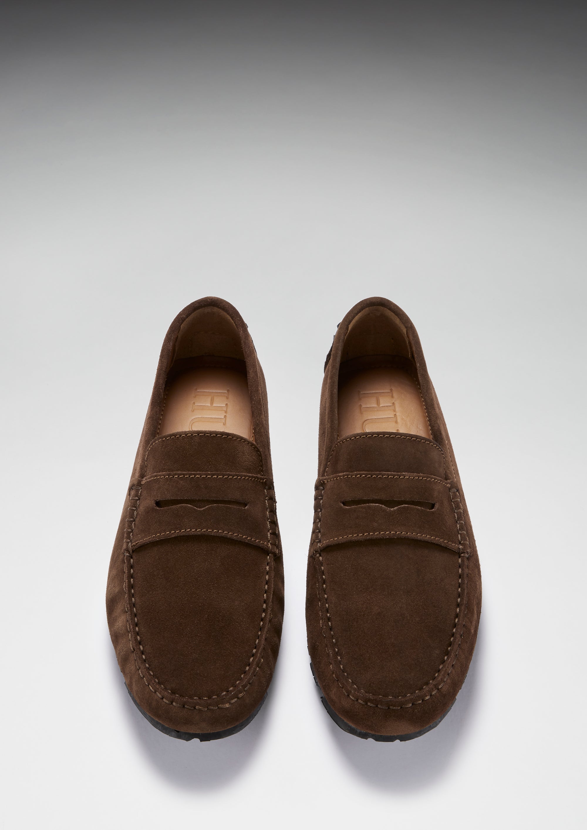 Tyre Sole Penny Driving Loafers, brown suede