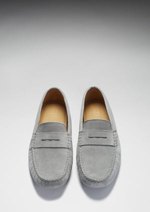 Penny Driving Loafers, dove grey suede - Hugs & Co.