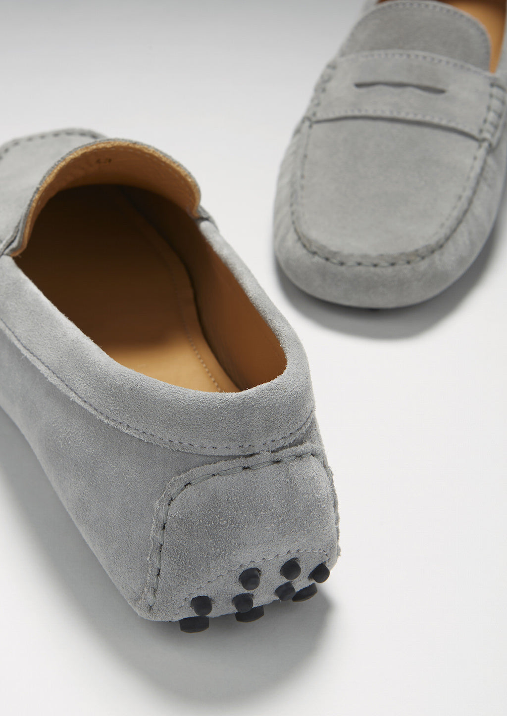 Gray penny loafers deals