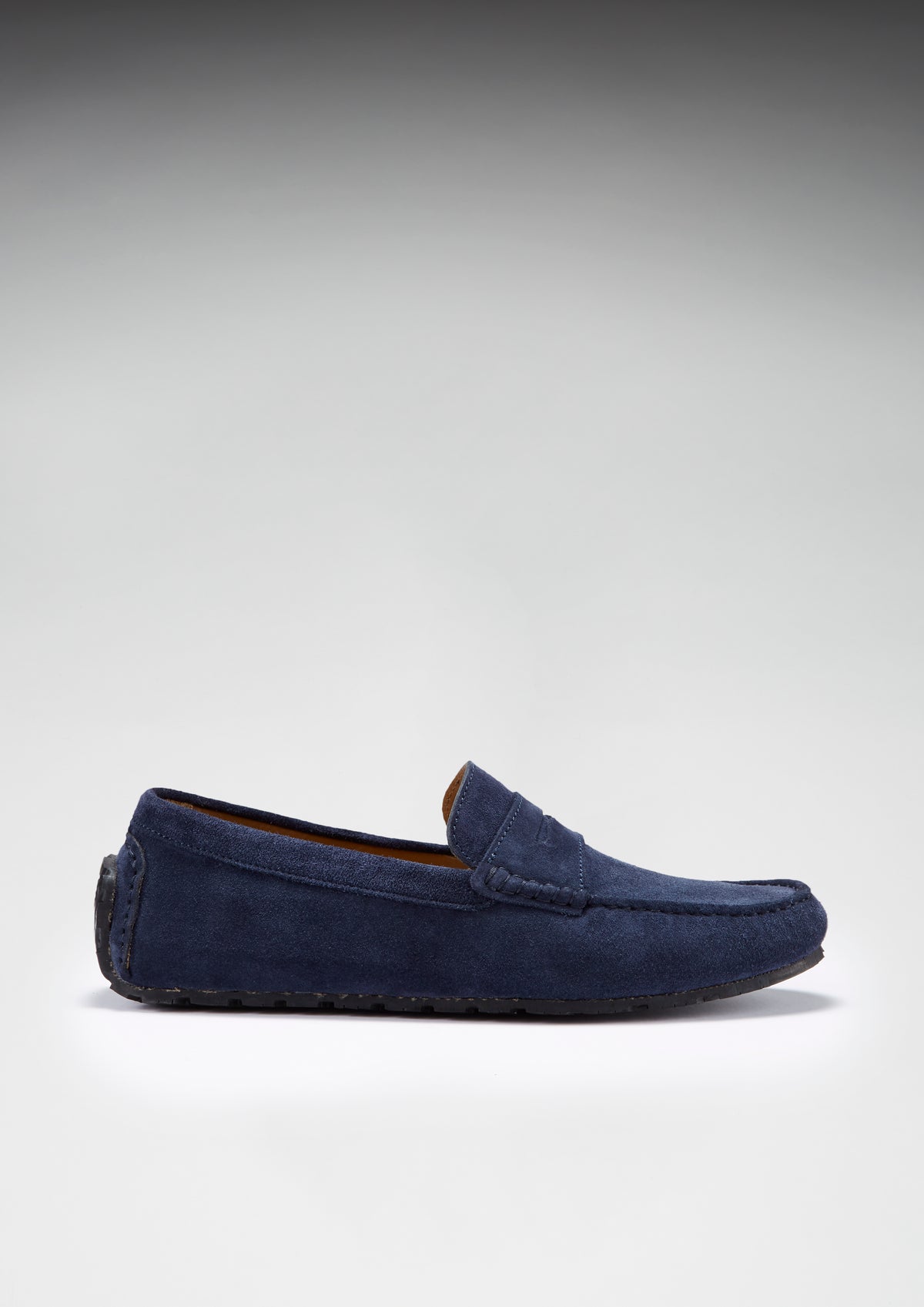 Tyre Sole Penny Driving Loafers, navy blue suede