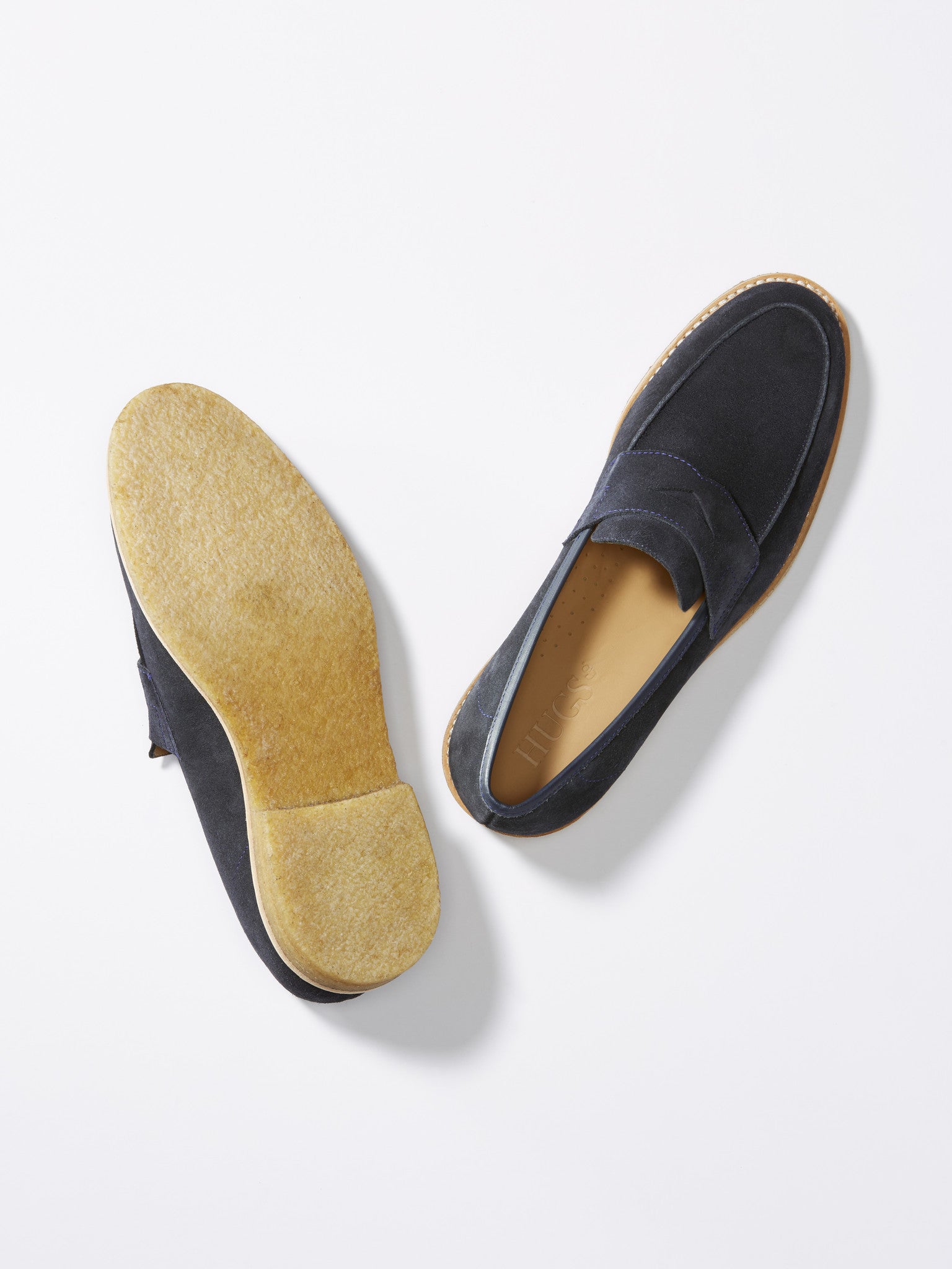 Blue Suede Crepe Loafer From Above