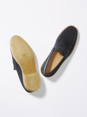 Blue Suede Crepe Loafer From Above