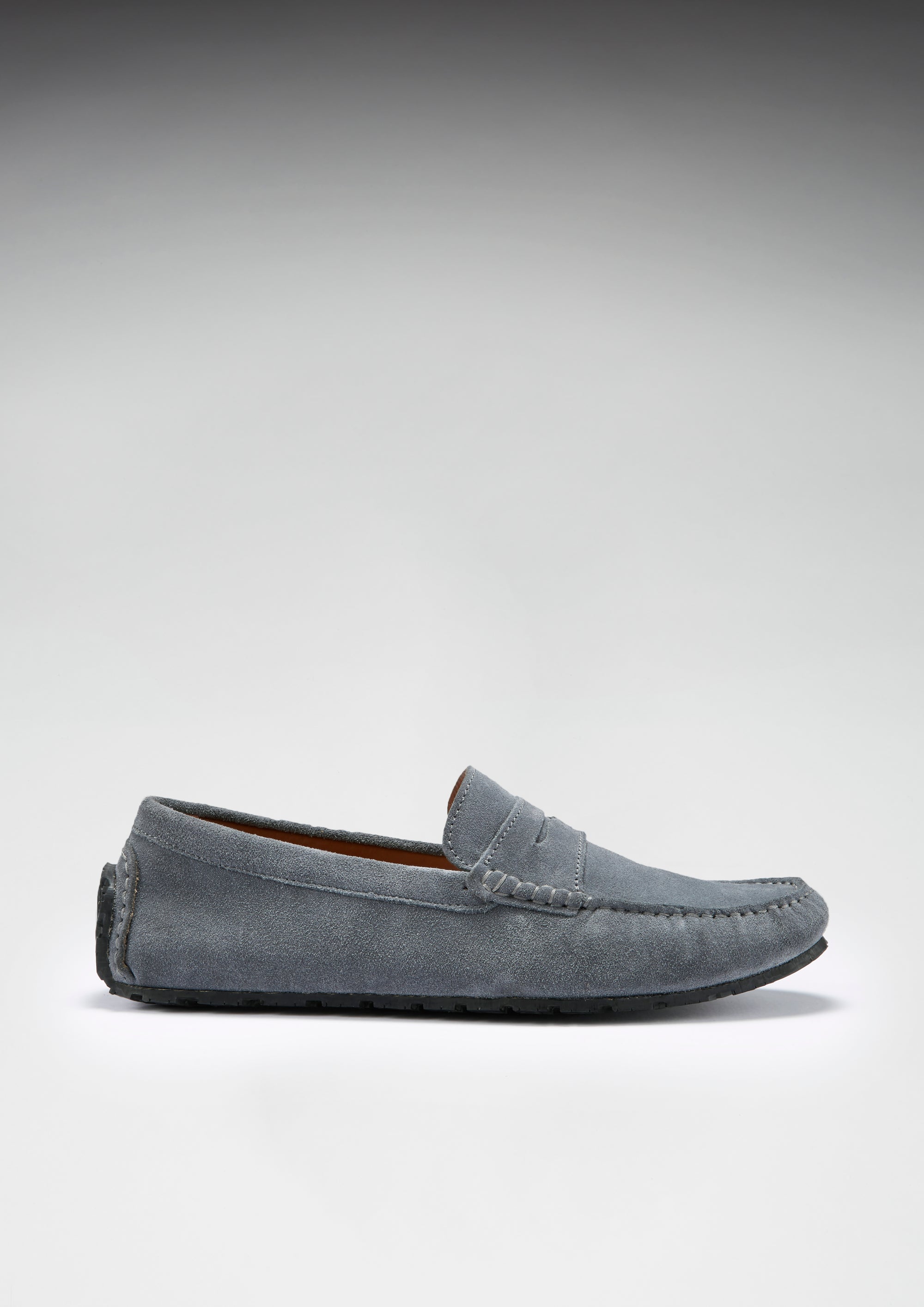 Tyre Sole Penny Driving Loafers, slate grey suede