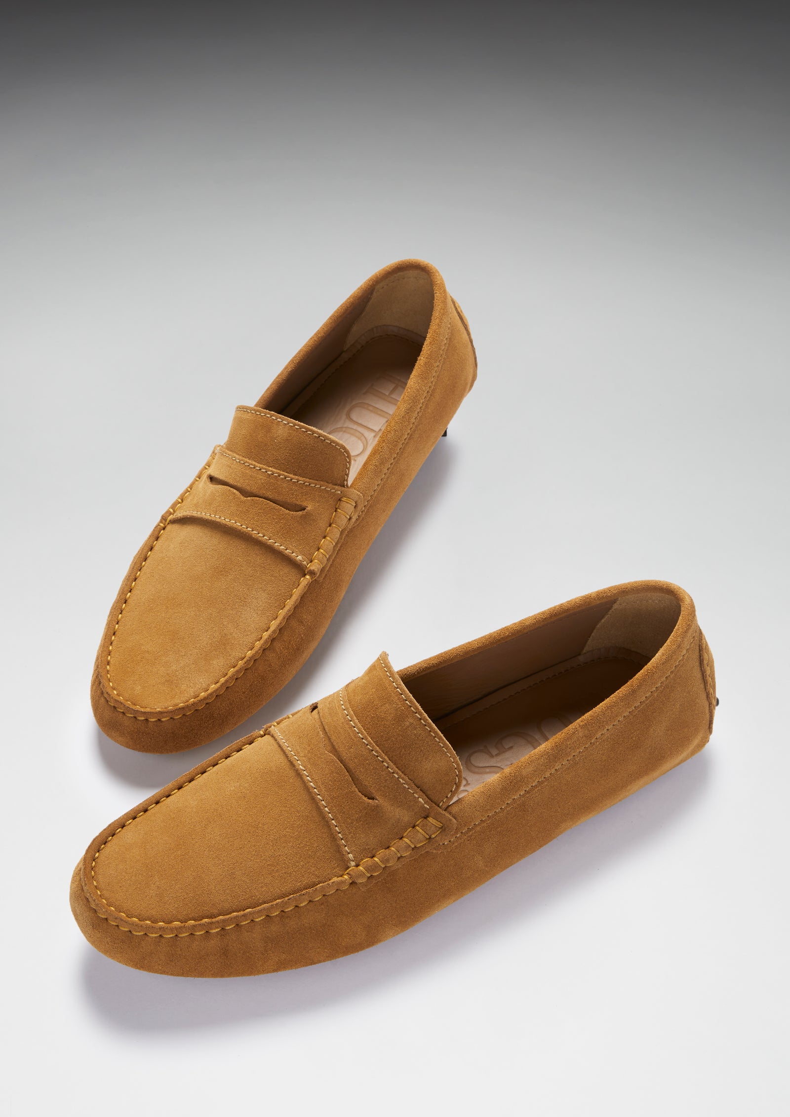 Men's tobacco brown suede leather Penny Loafers