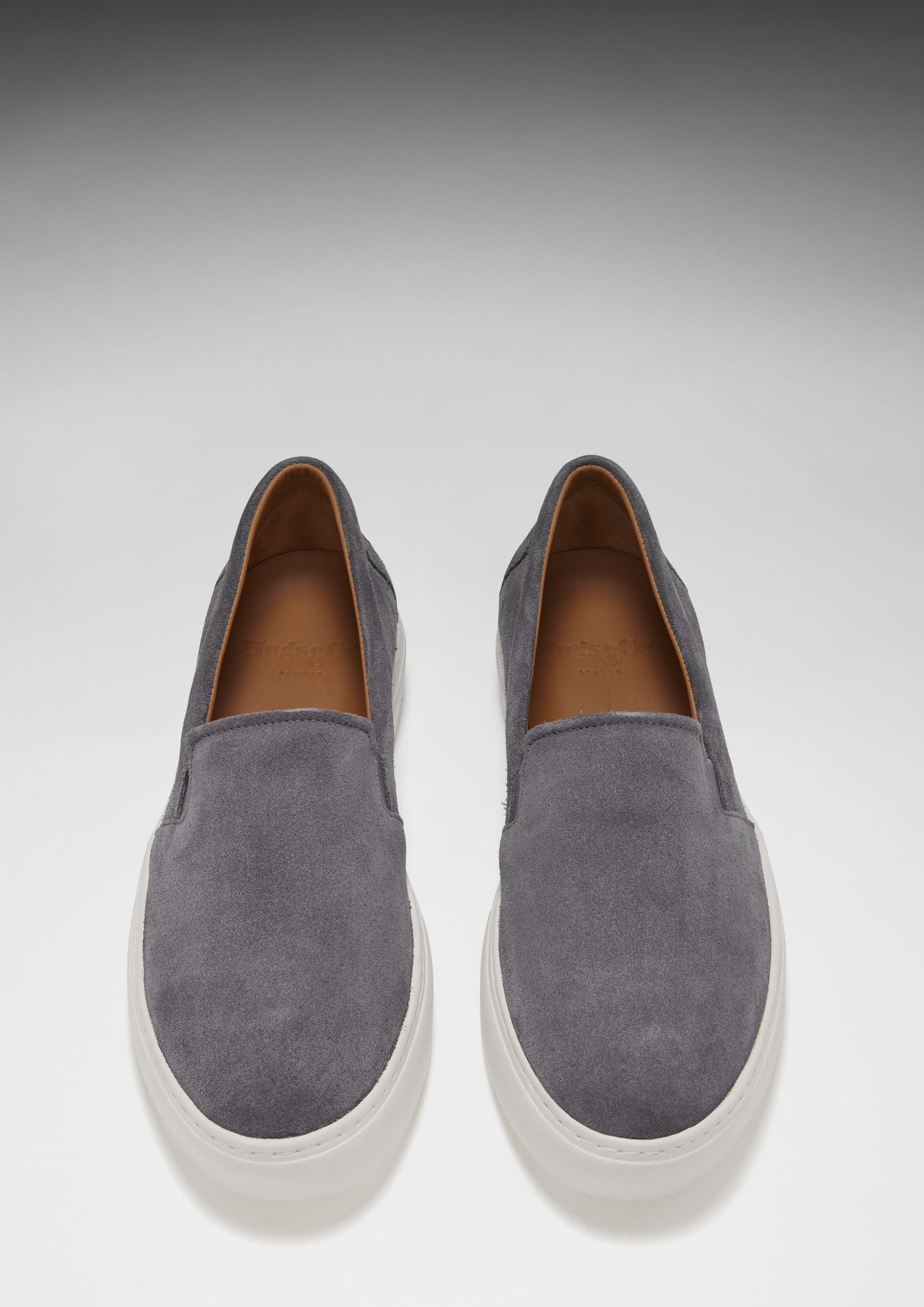 Grey suede slip on shoes store