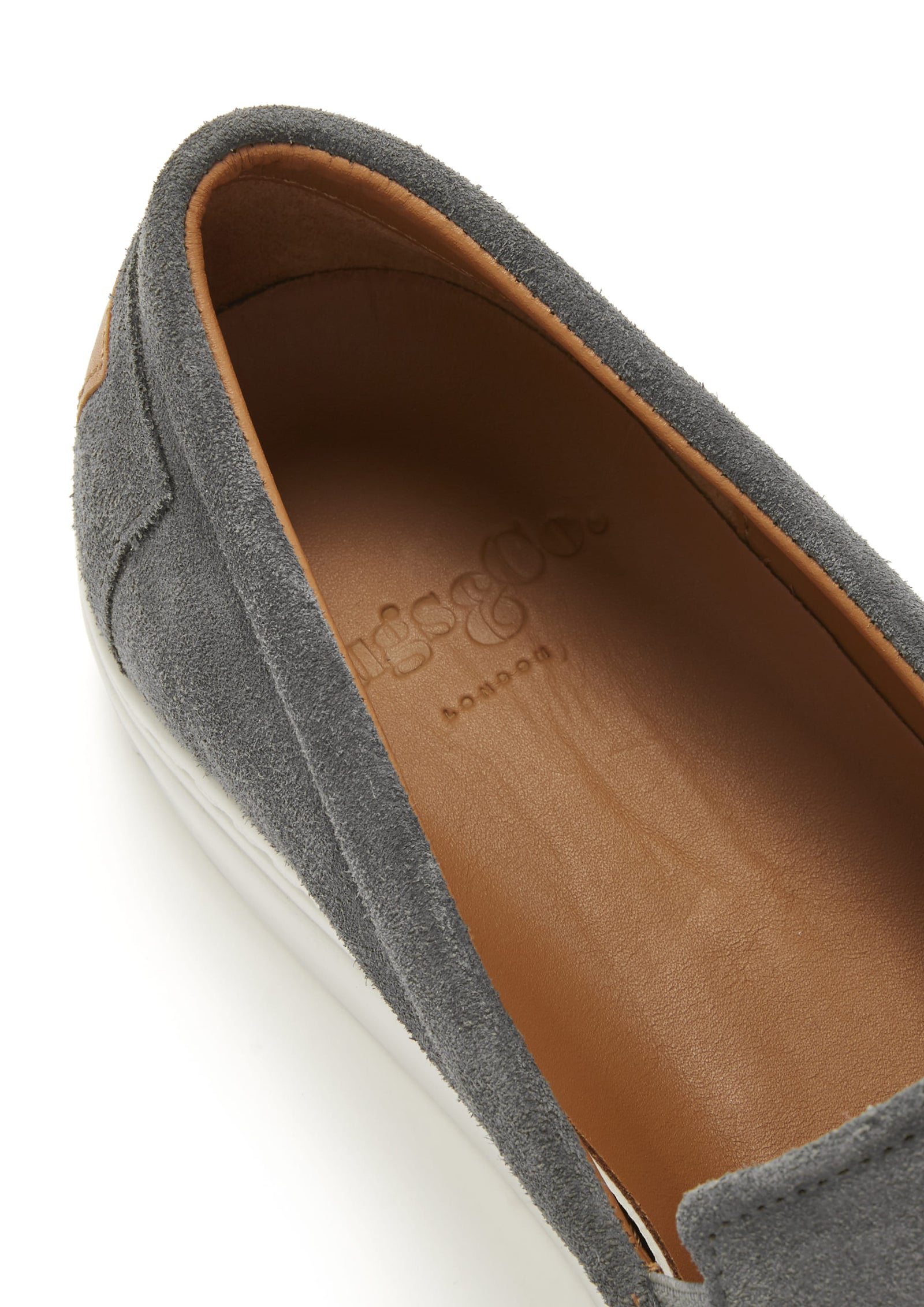 Grey slip outlet on sneakers