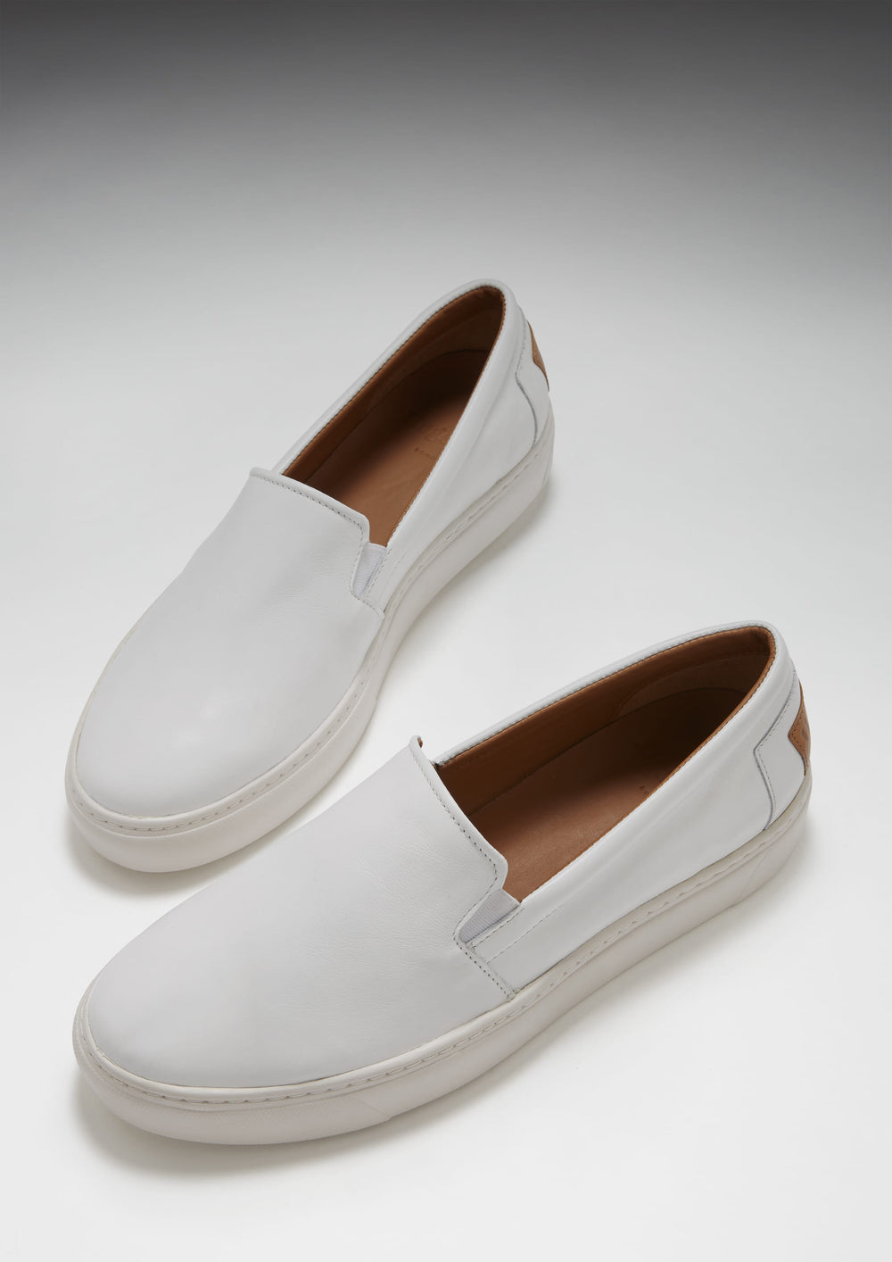 Slip-on Sneakers, white leather - Hugs & Co.
