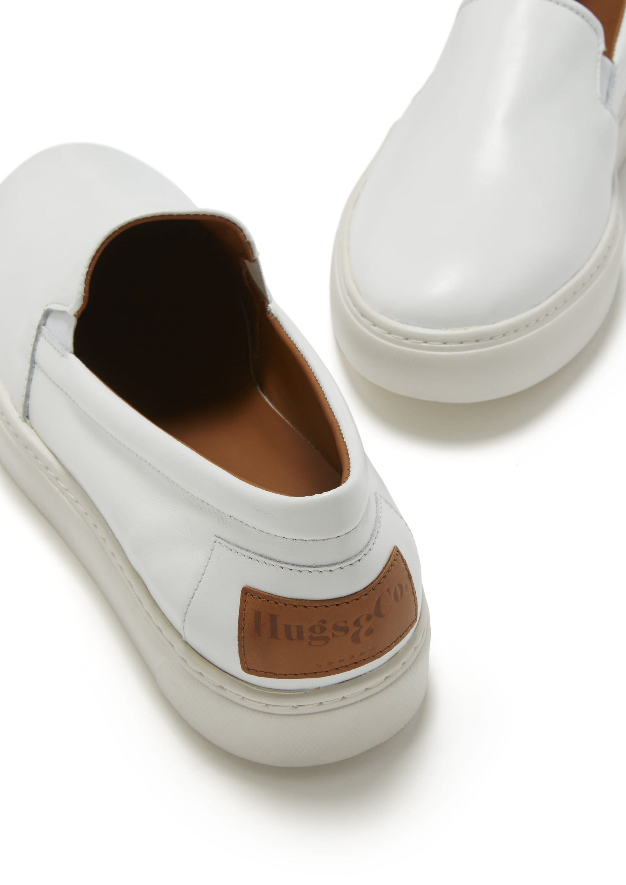 Slip-On Sneakers, weißes Leder