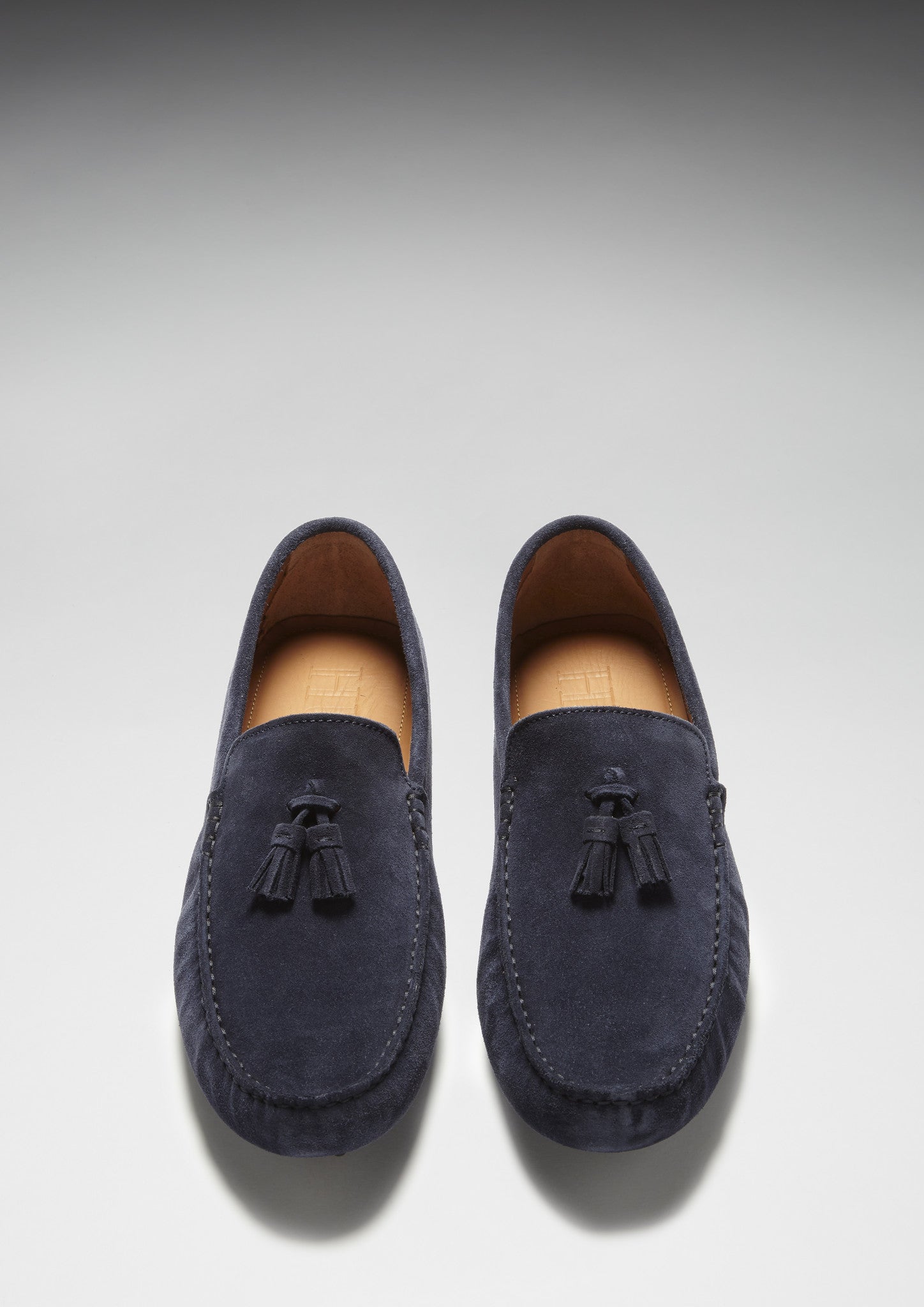 Tasselled Driving Loafers, navy blue suede