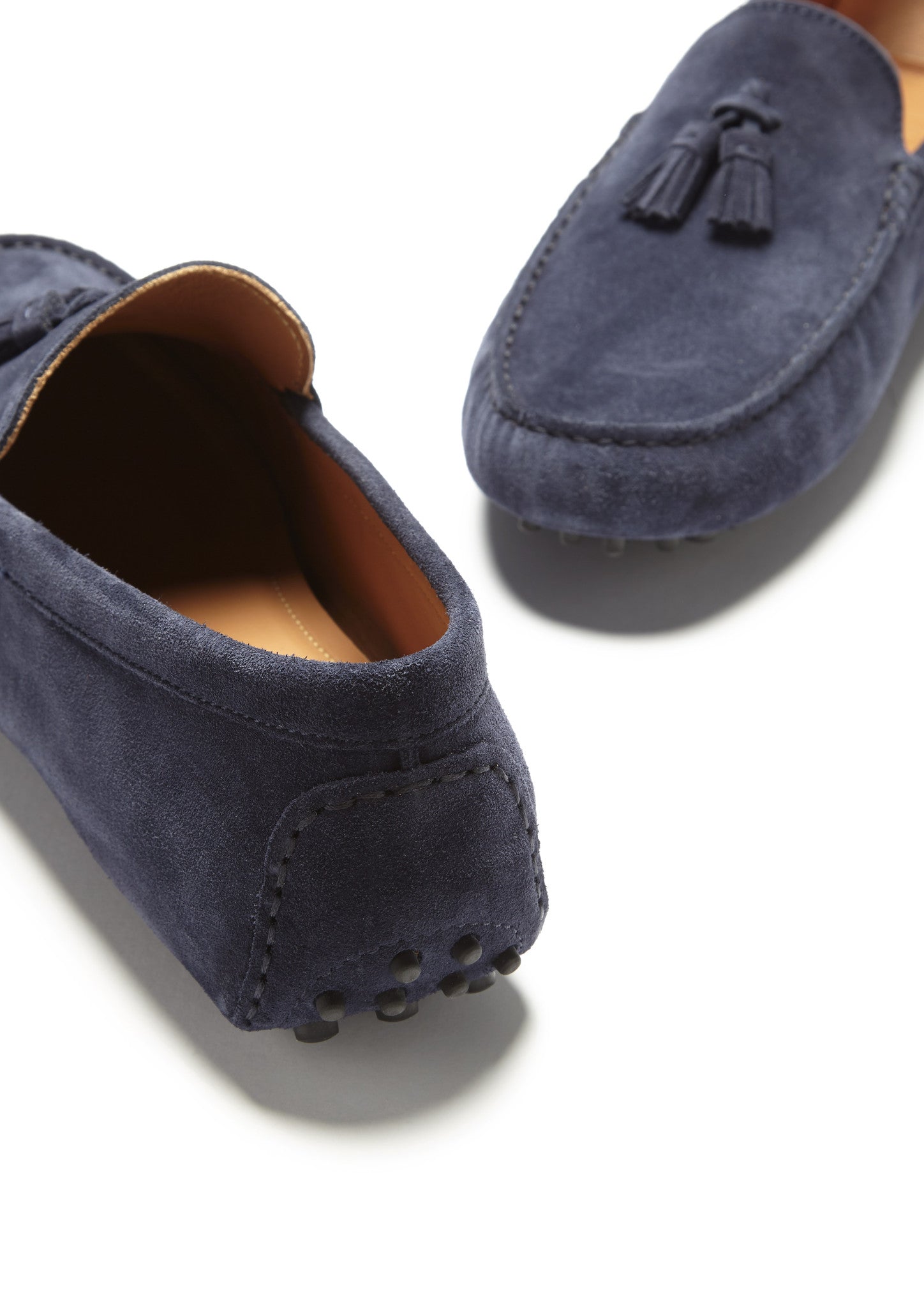 Tasselled Driving Loafers, navy blue suede