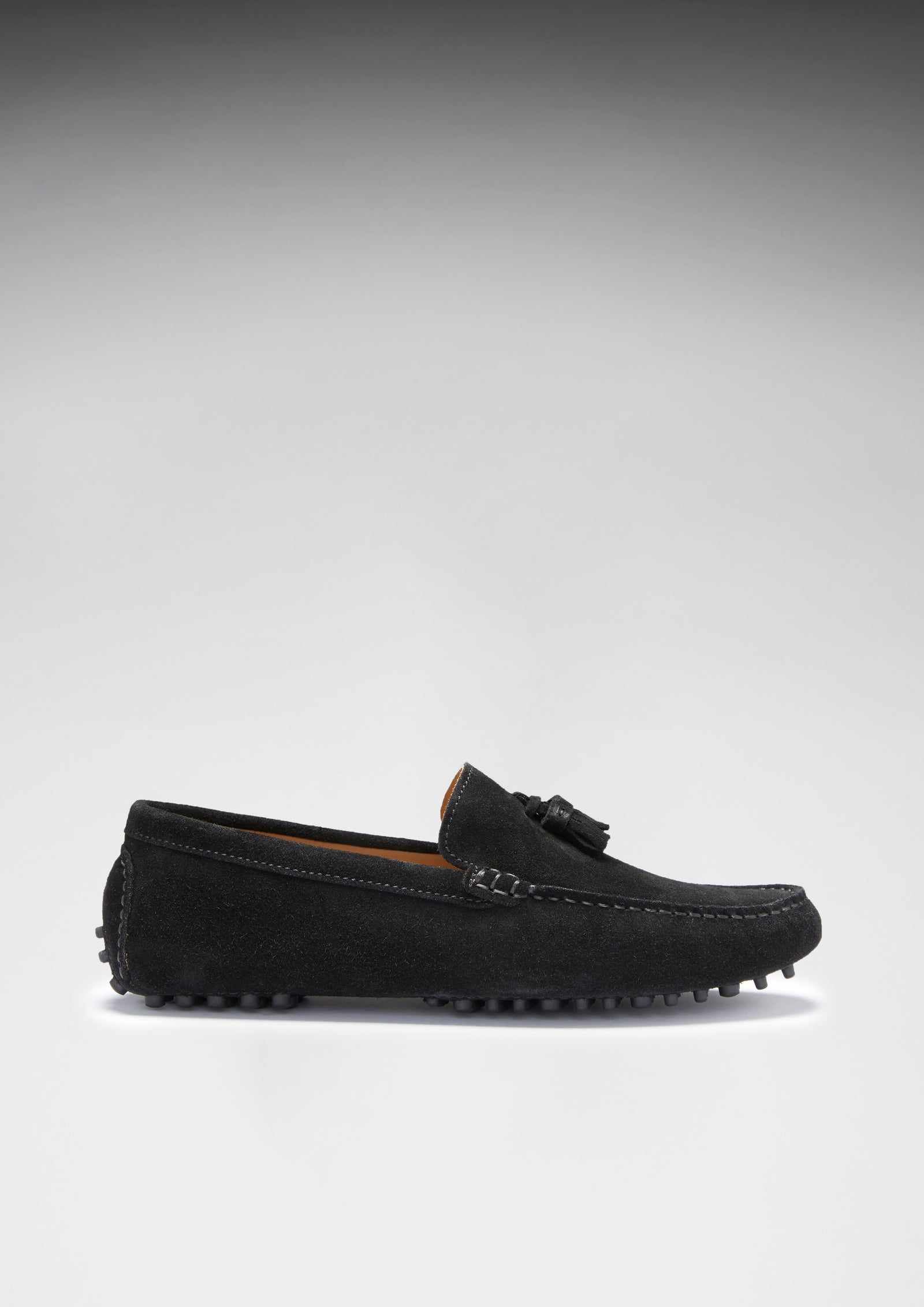 Black suede driving loafers best sale
