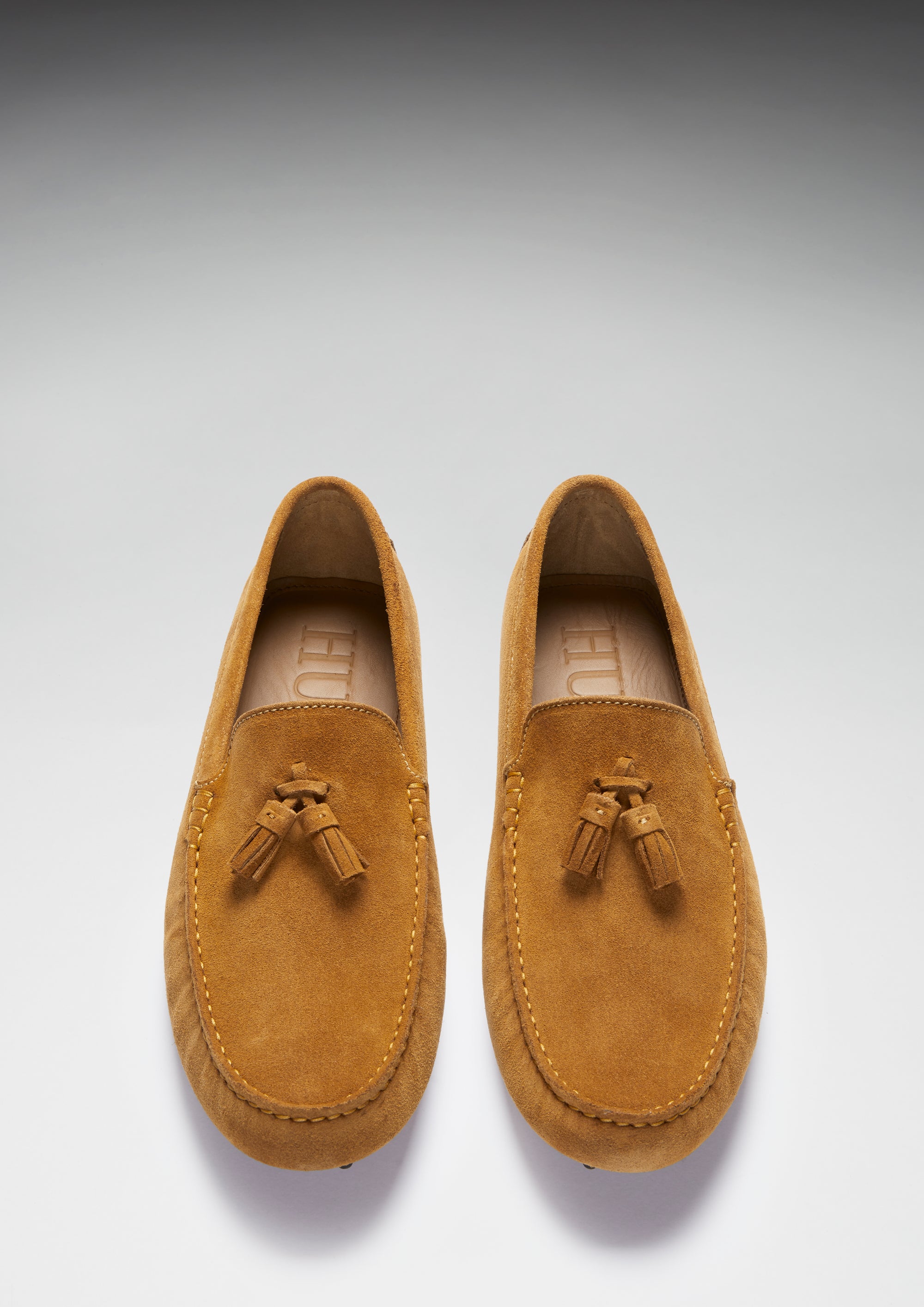Tasselled Driving Loafers, tobacco suede