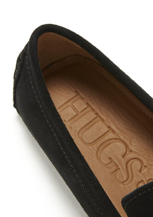 Penny Driving Loafers, black suede gum sole