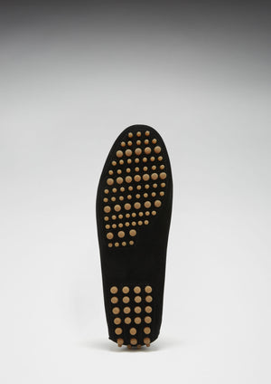 Penny Driving Loafers, black suede gum sole