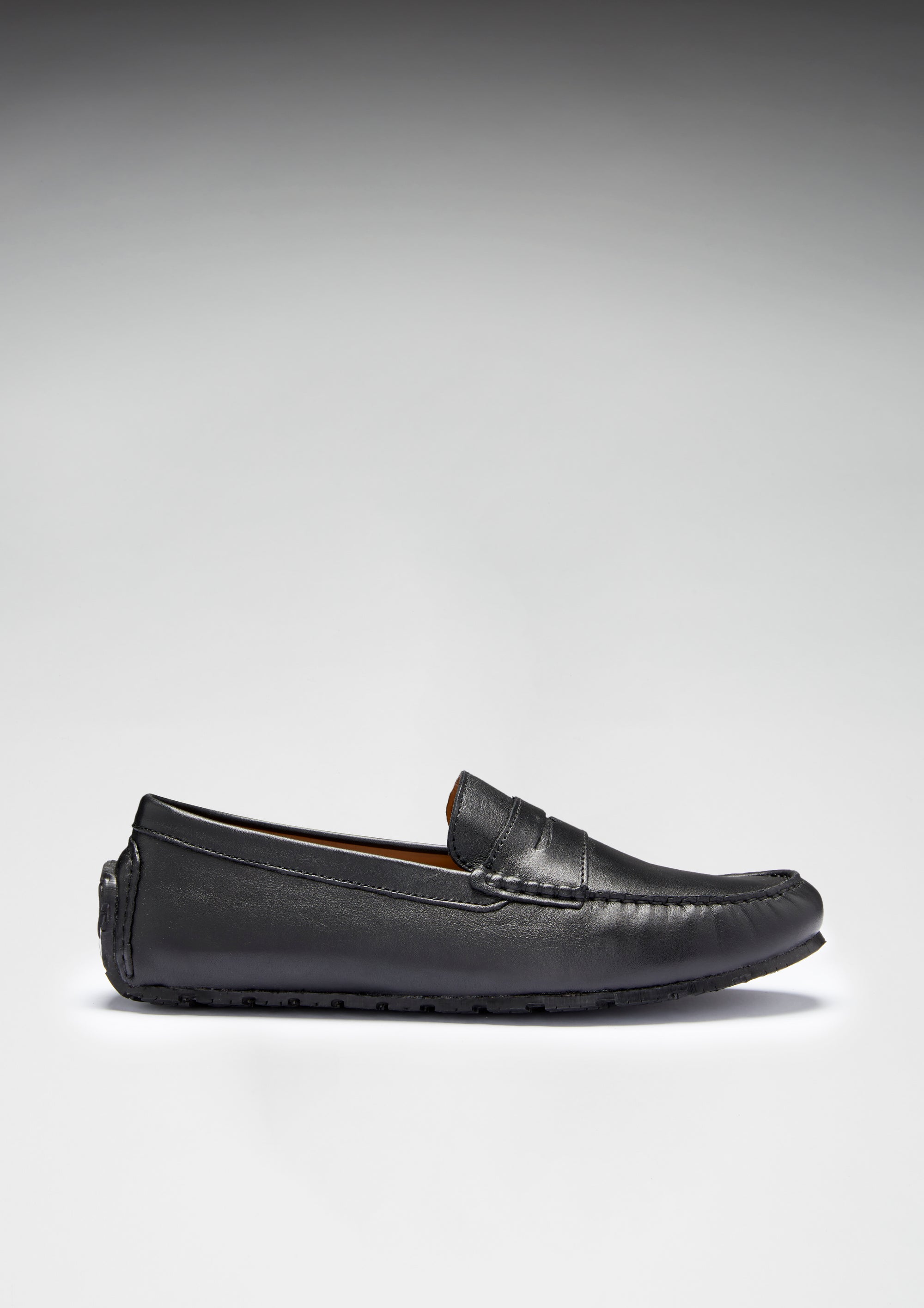 Tyre Sole Penny Driving Loafers, black leather