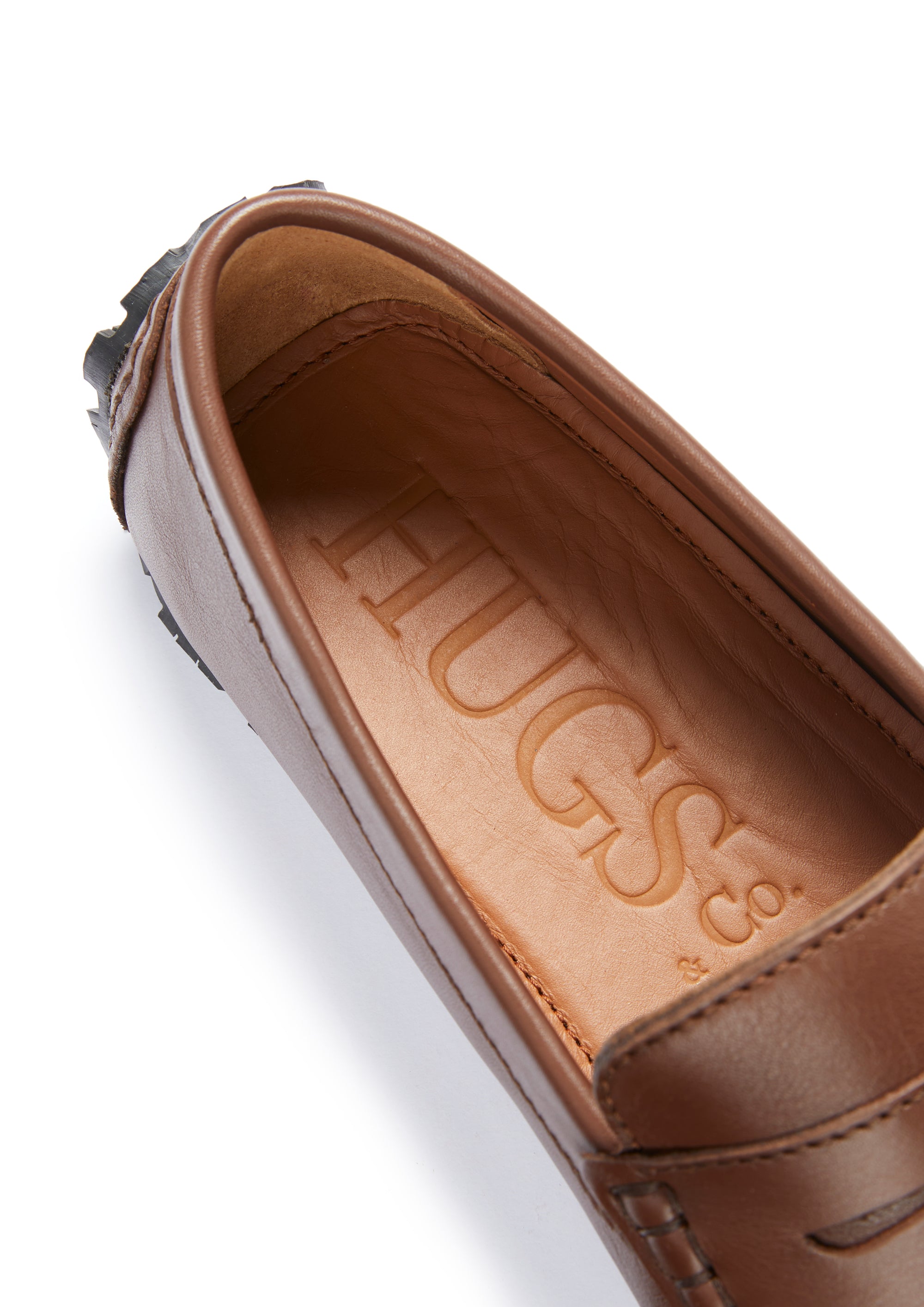 Tyre Sole Penny Driving Loafers, brown leather