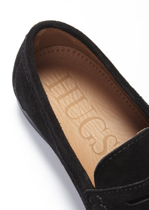 Insole, Black Suede, Penny Loafers, Leather Sole