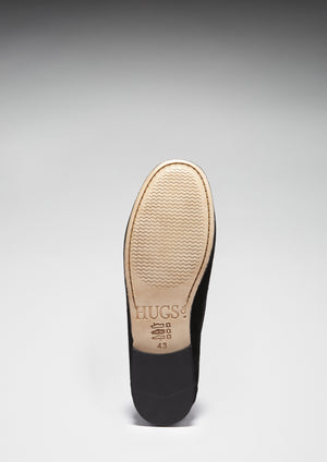 Leather Sole Black Suede, Penny Loafers