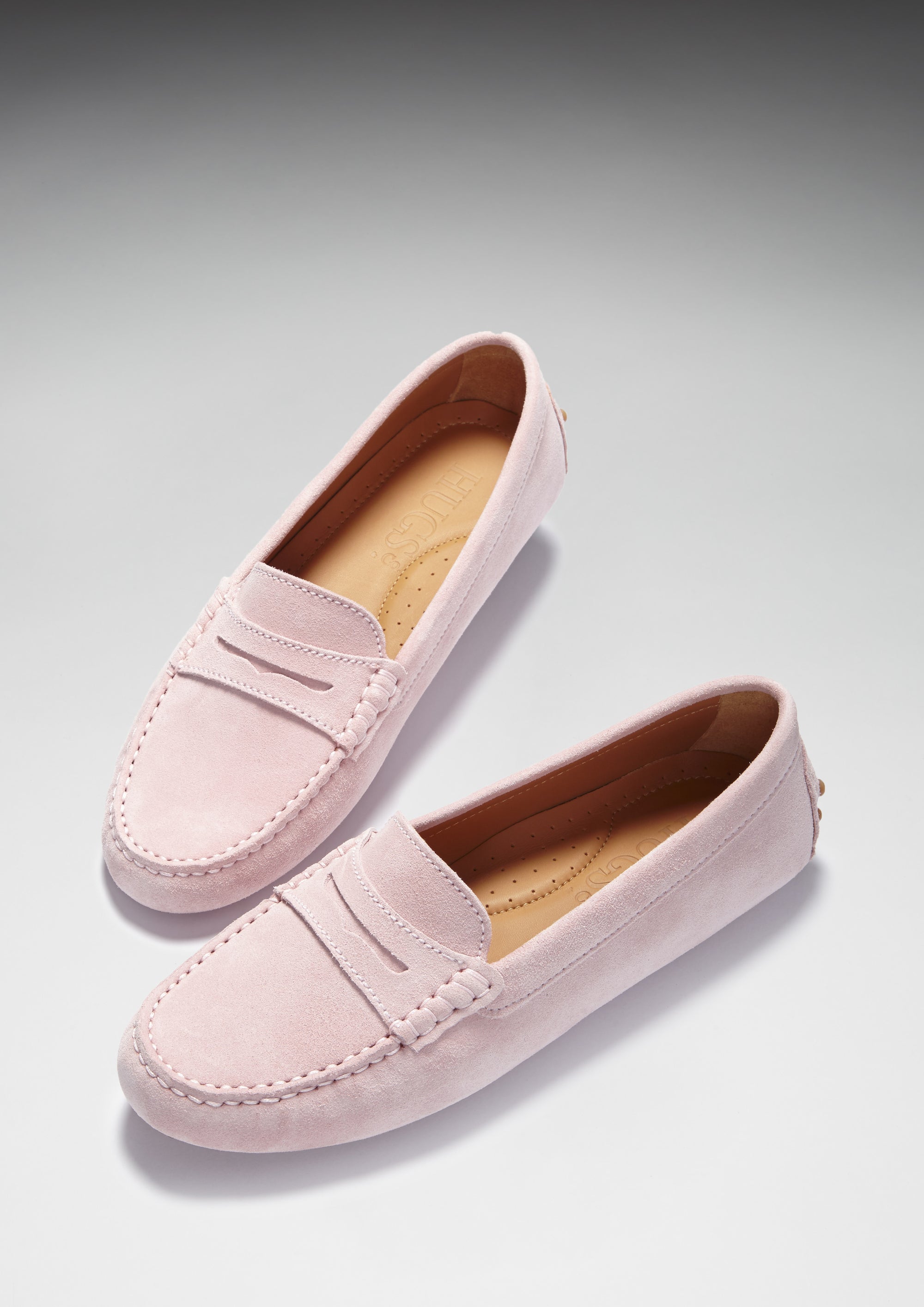 Women's Penny Driving Loafers, ice pink suede