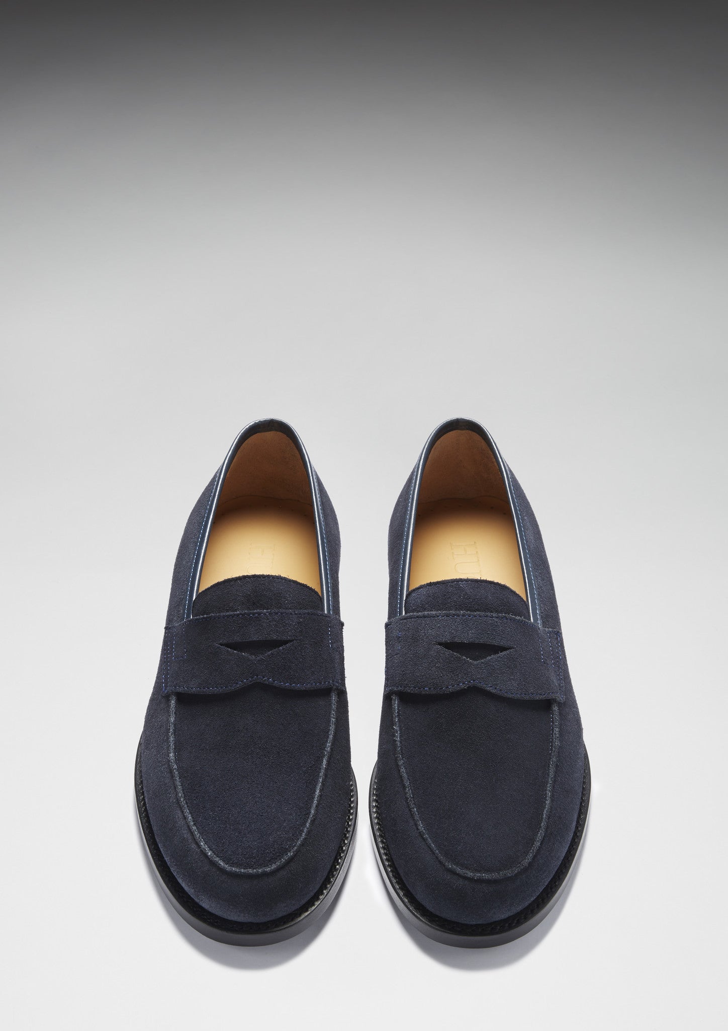 Mocassins Bleu Marine en Daim, Semelle Cuir Cousue