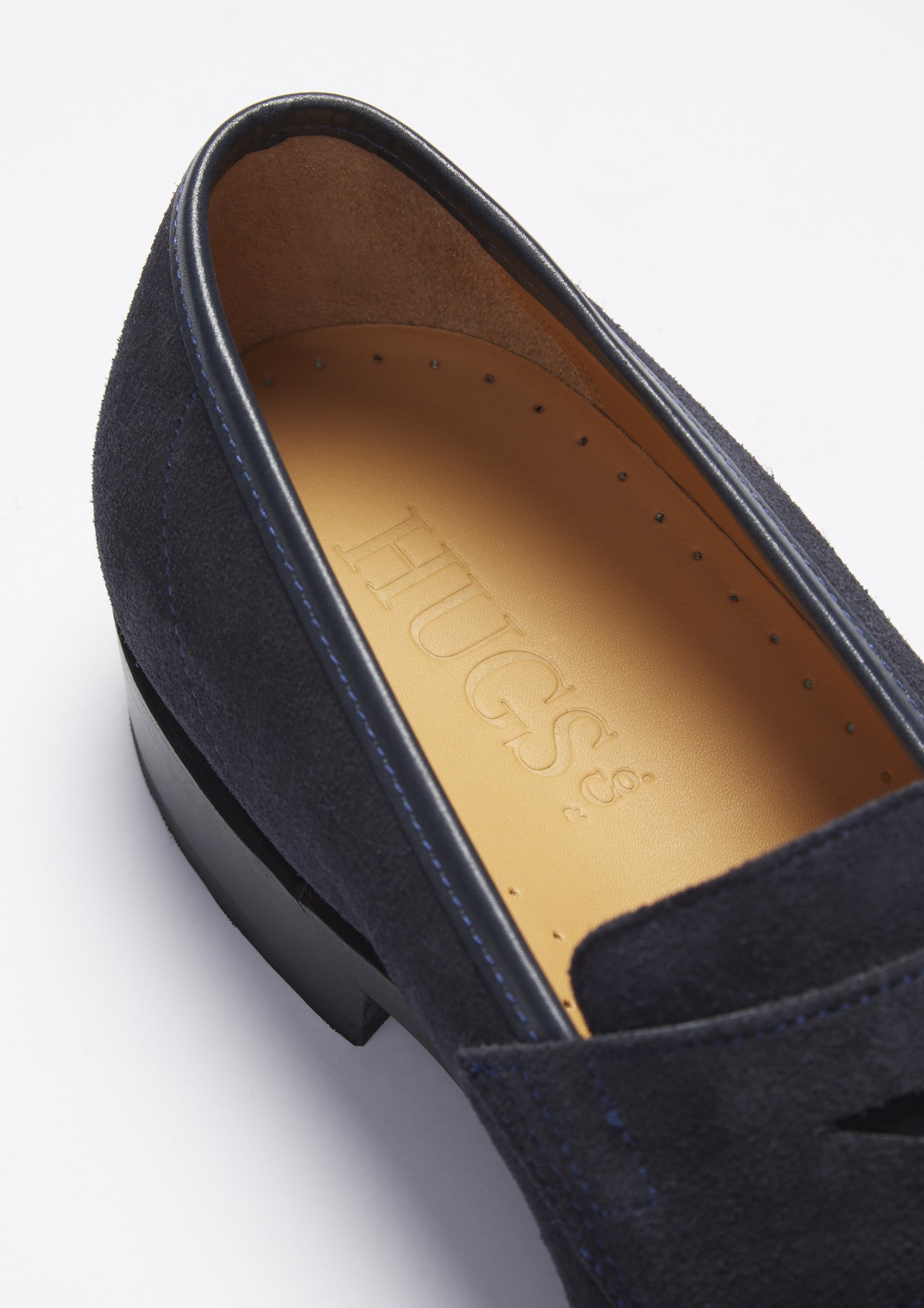 Navy Blue Suede Loafers, Welted Leather Sole