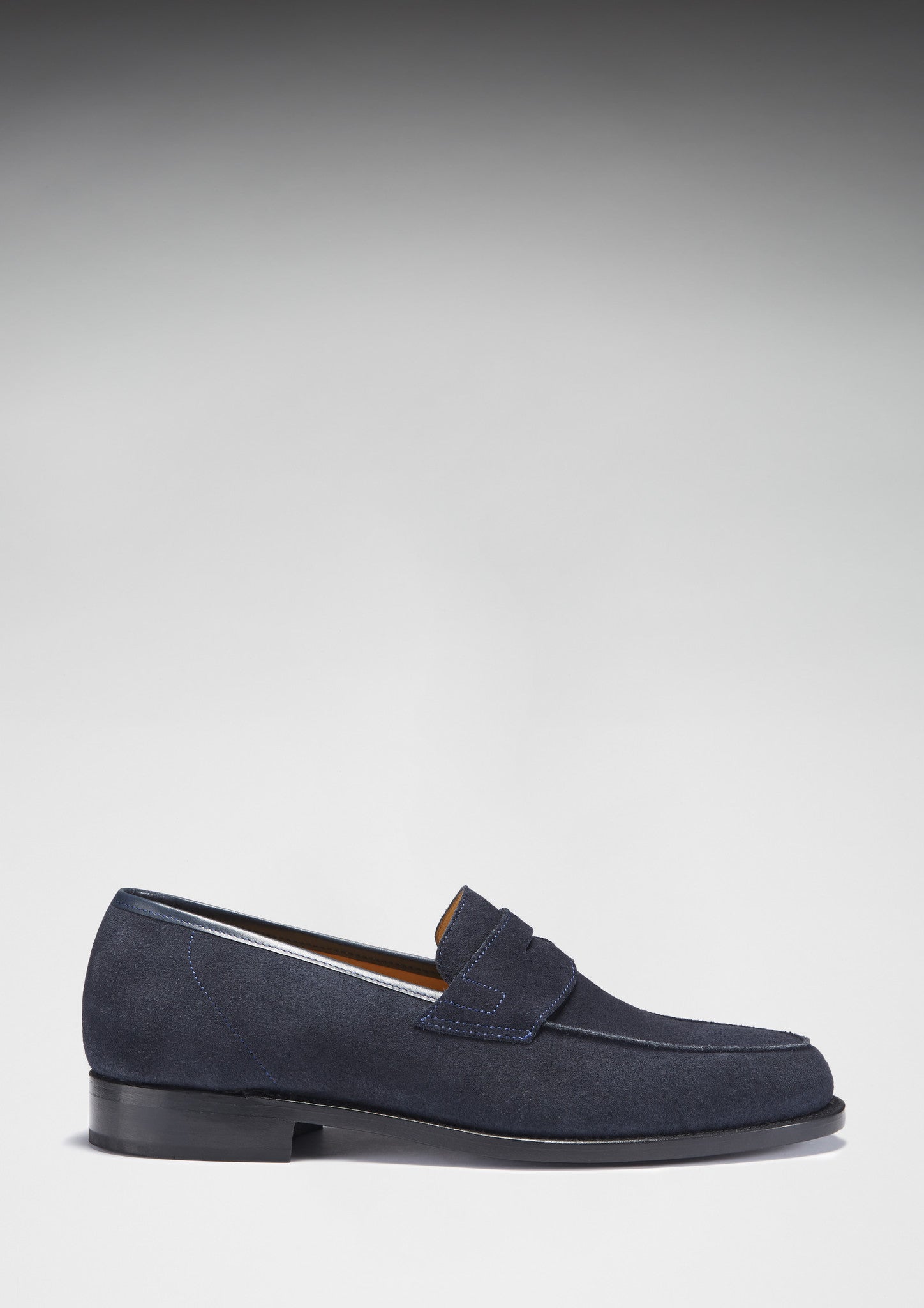 Navy Blue Suede Loafers, Welted Leather Sole