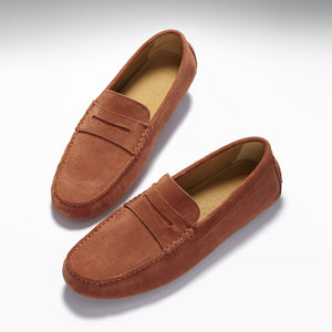 Front, Penny Driving Loafers, rust suede