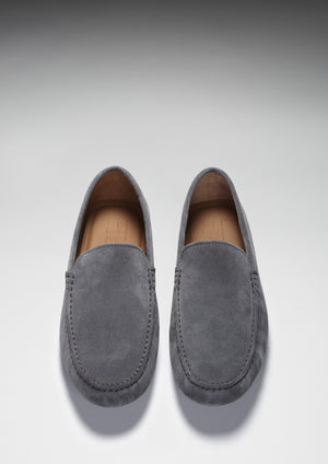 Driving Loafers Slate Grey Suede Front
