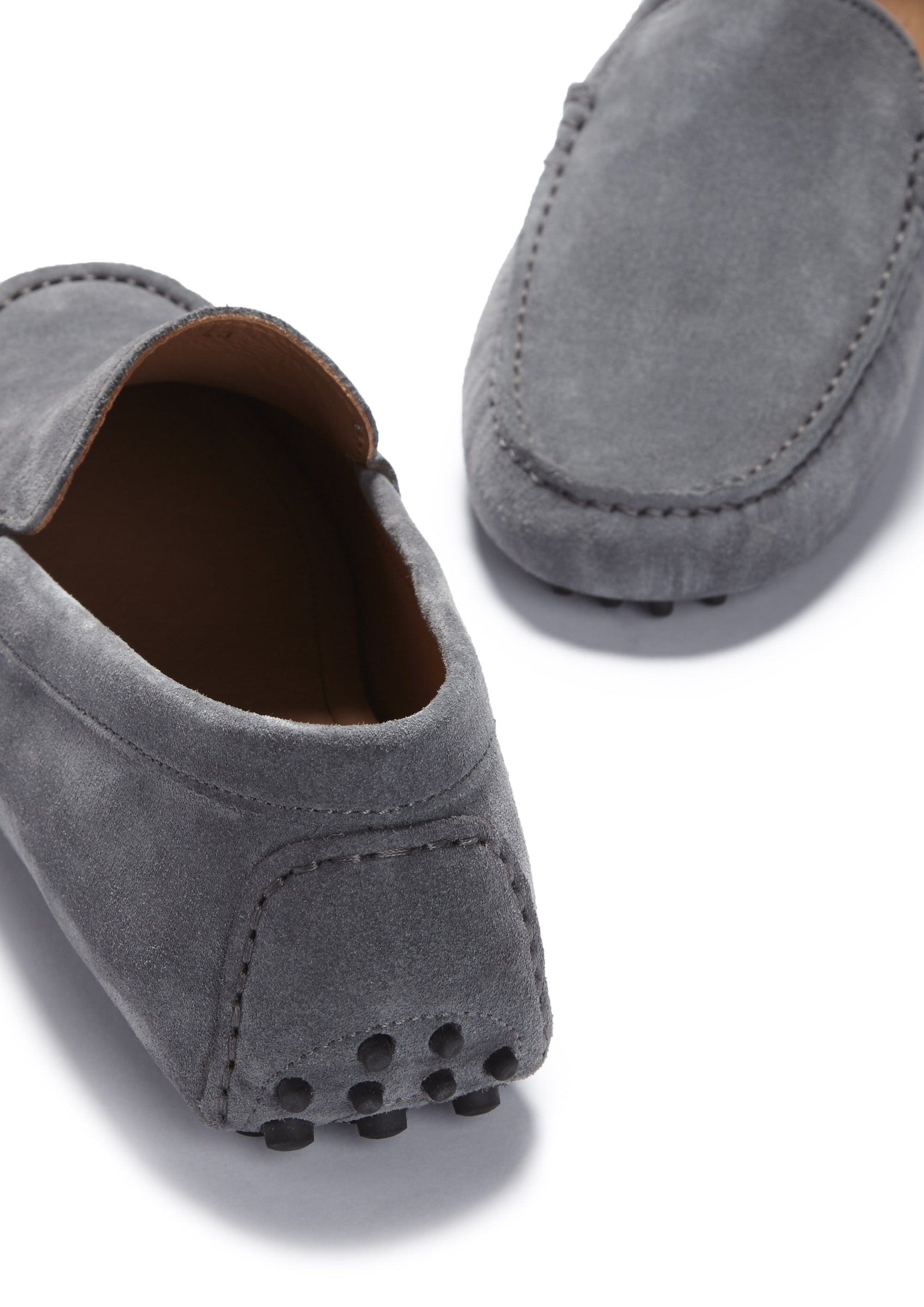 Driving Loafers Slate Grey Suede Front and Back