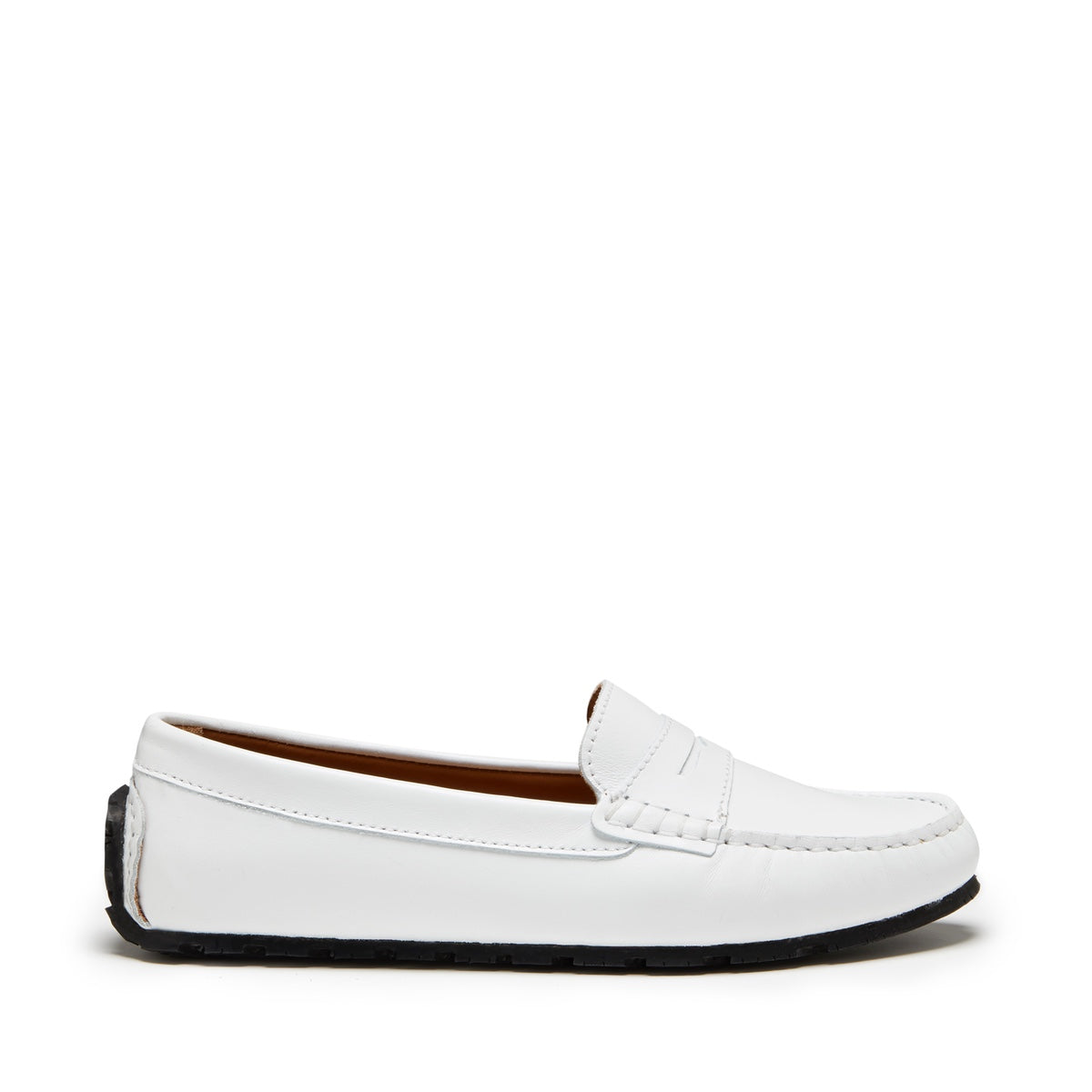 Women&#39;s Tyre Sole Penny Loafers, white leather