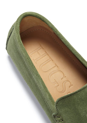 Insole, Tasselled Driving Loafers, safari green suede Hugs & Co.