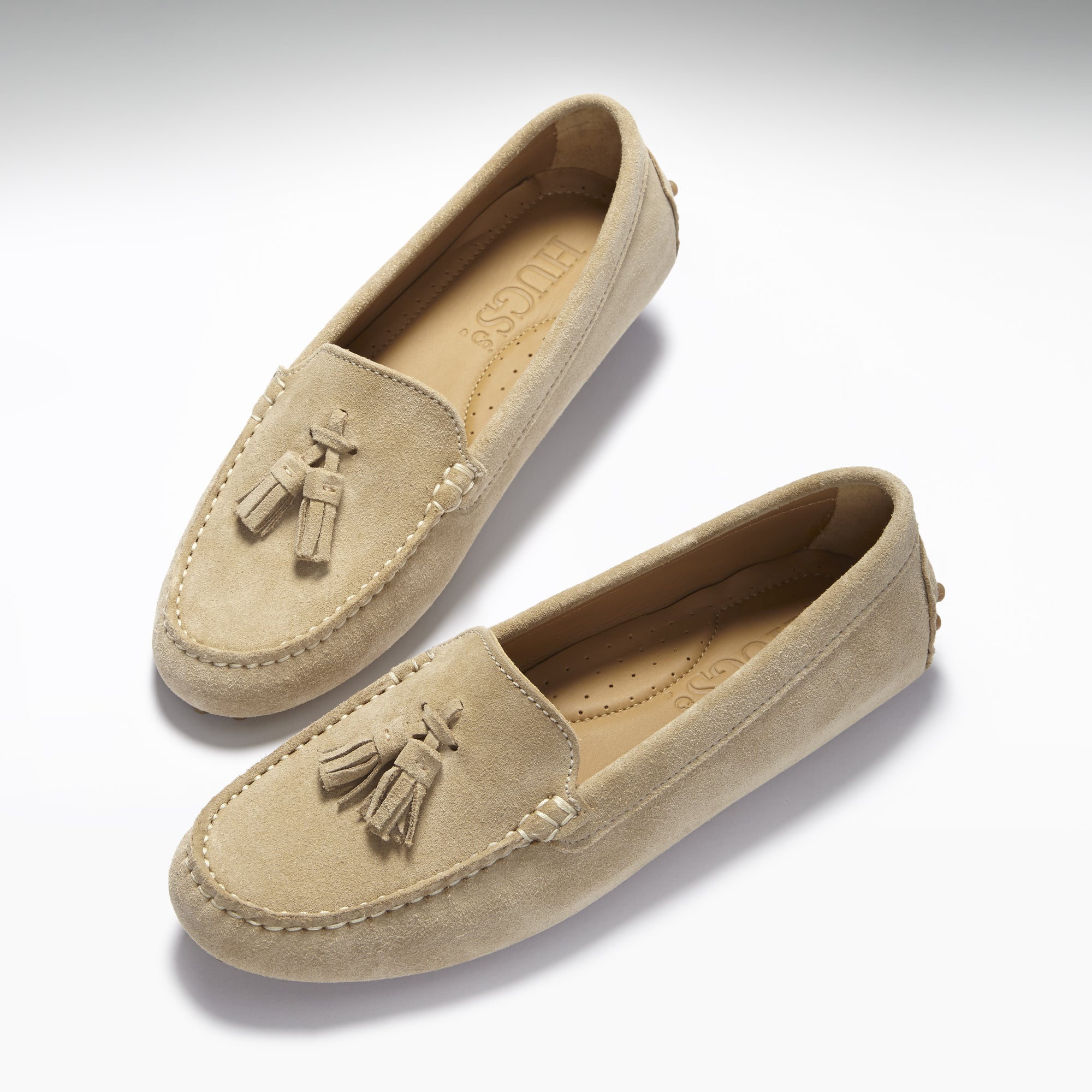Women's Driving Loafer, Tasselled Taupe Suede