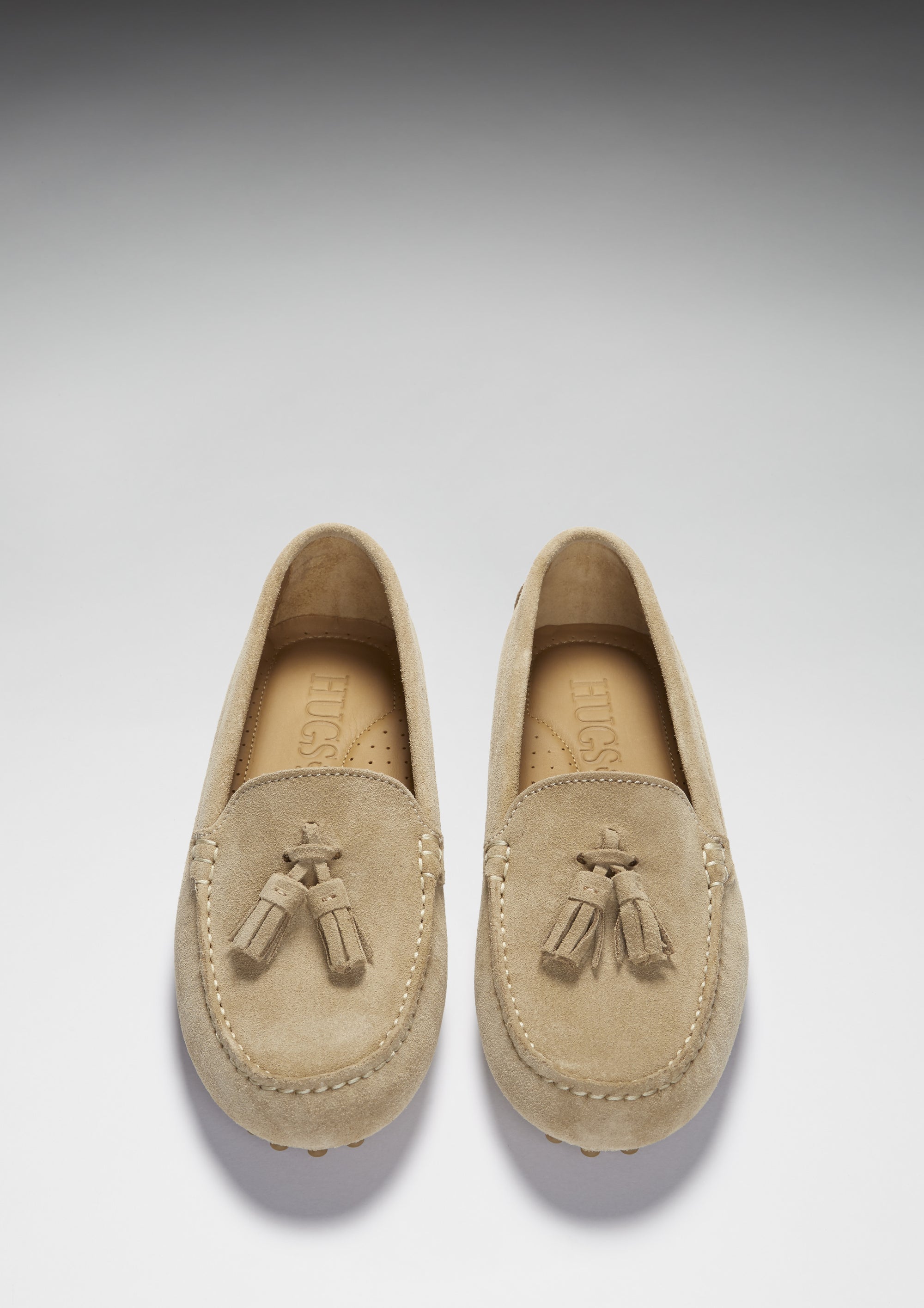 Women's Driving Loafer, Tasselled Taupe Suede