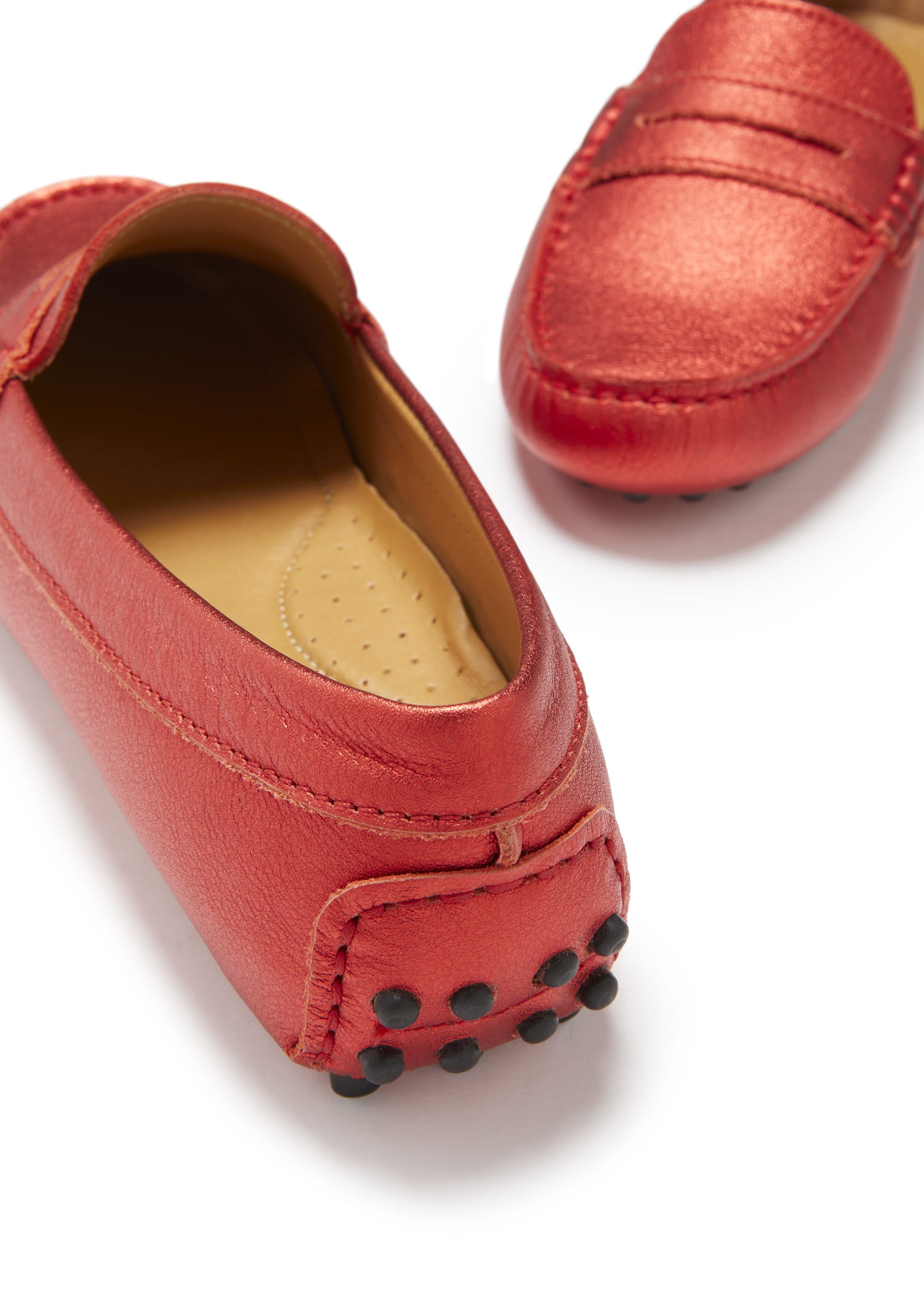 Women's Penny Driving Loafers, red metallic leather